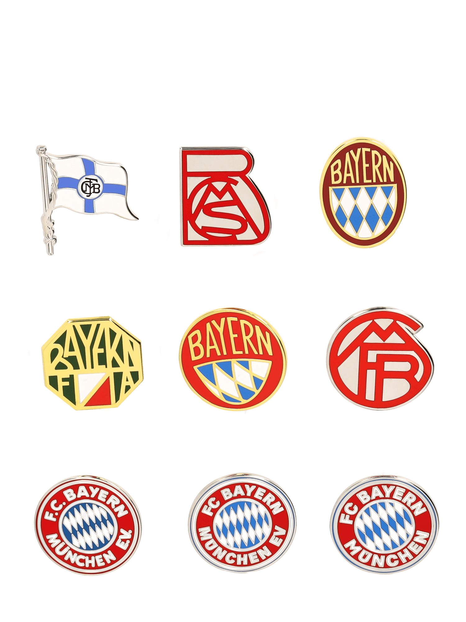 FC Bayern München Pins FC Bayern München I Pin Box Logos 9er-Set I Rot