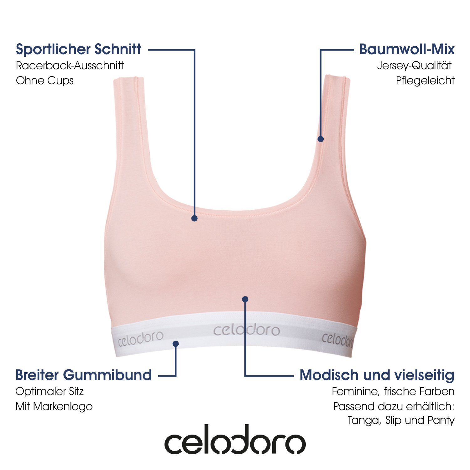 celodoro Bustier Bustier mit Webgummi-Bund - Sport Bra Top mit Markenlogo günstig online kaufen