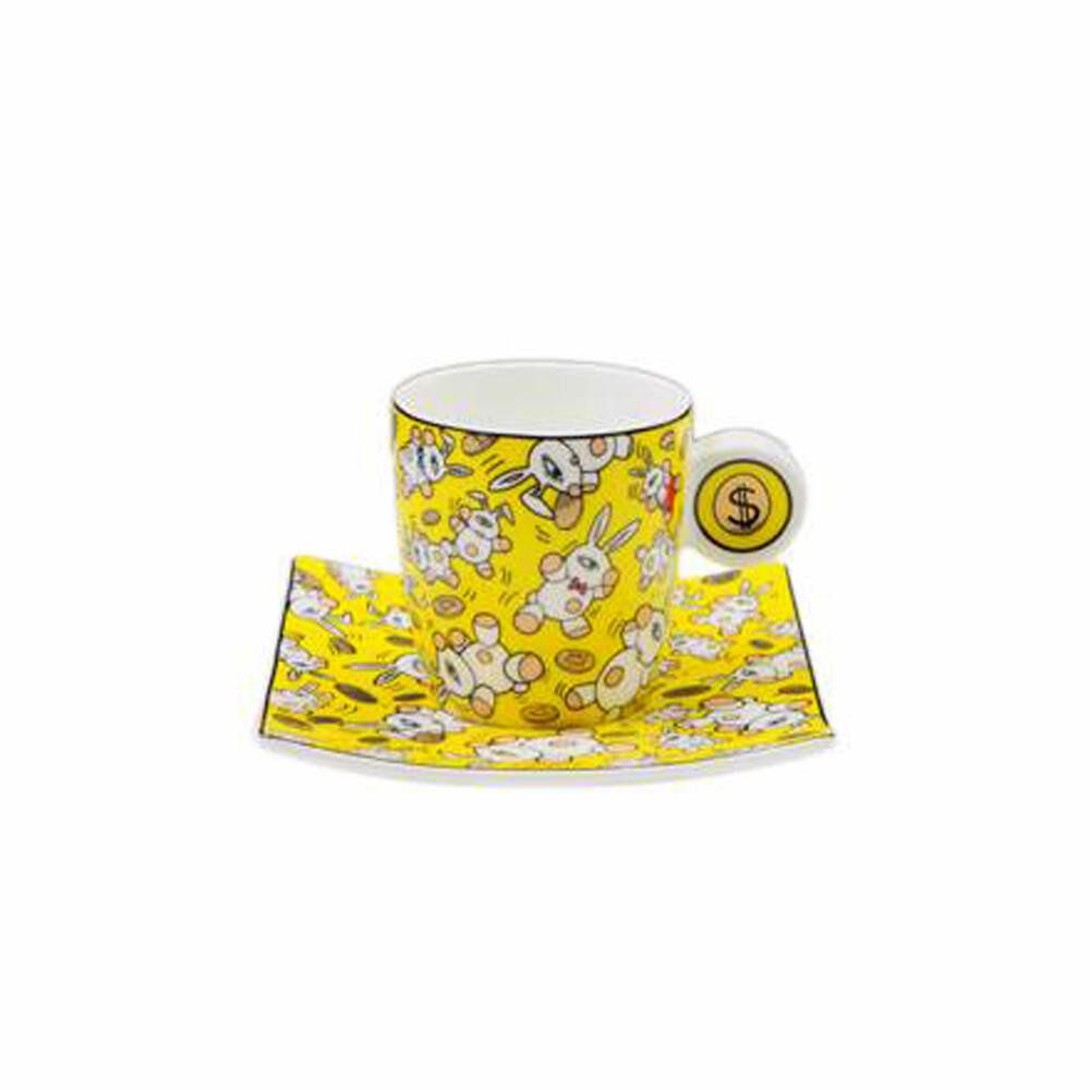 Goebel Espressotasse Mauro Bergonzoli - Magic Bunny Gold, Fine Bone China