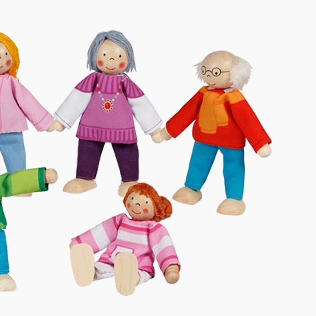 goki Biegepuppe Biegepuppen Moderne Familie 6 Teilig (Packung, 6-tlg., spar set), Bewegliche Arme und Beine