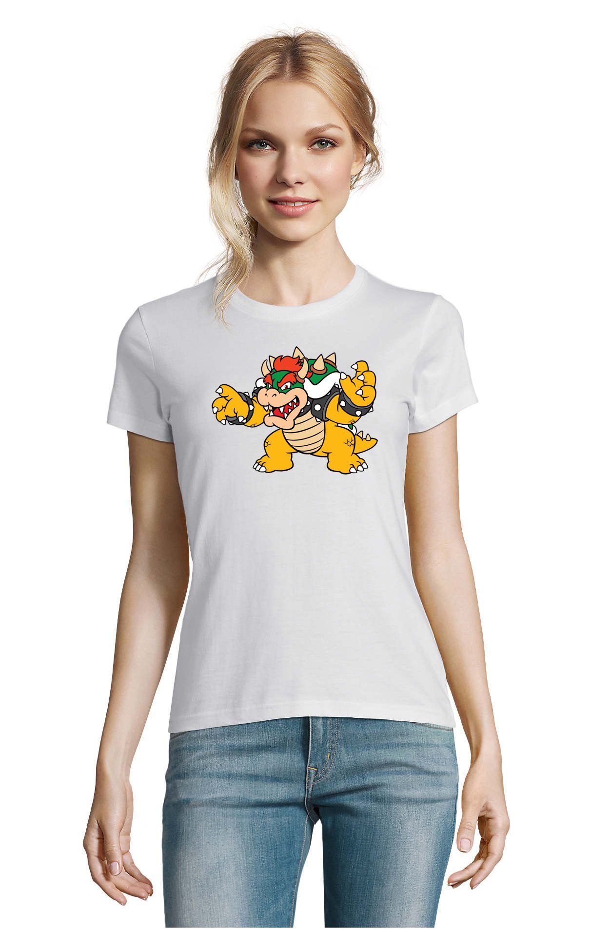 Blondie & Brownie T-Shirt Damen Bowser Nintendo Mario Yoshi Luigi Game Gamer Gaming Konsole Weiss
