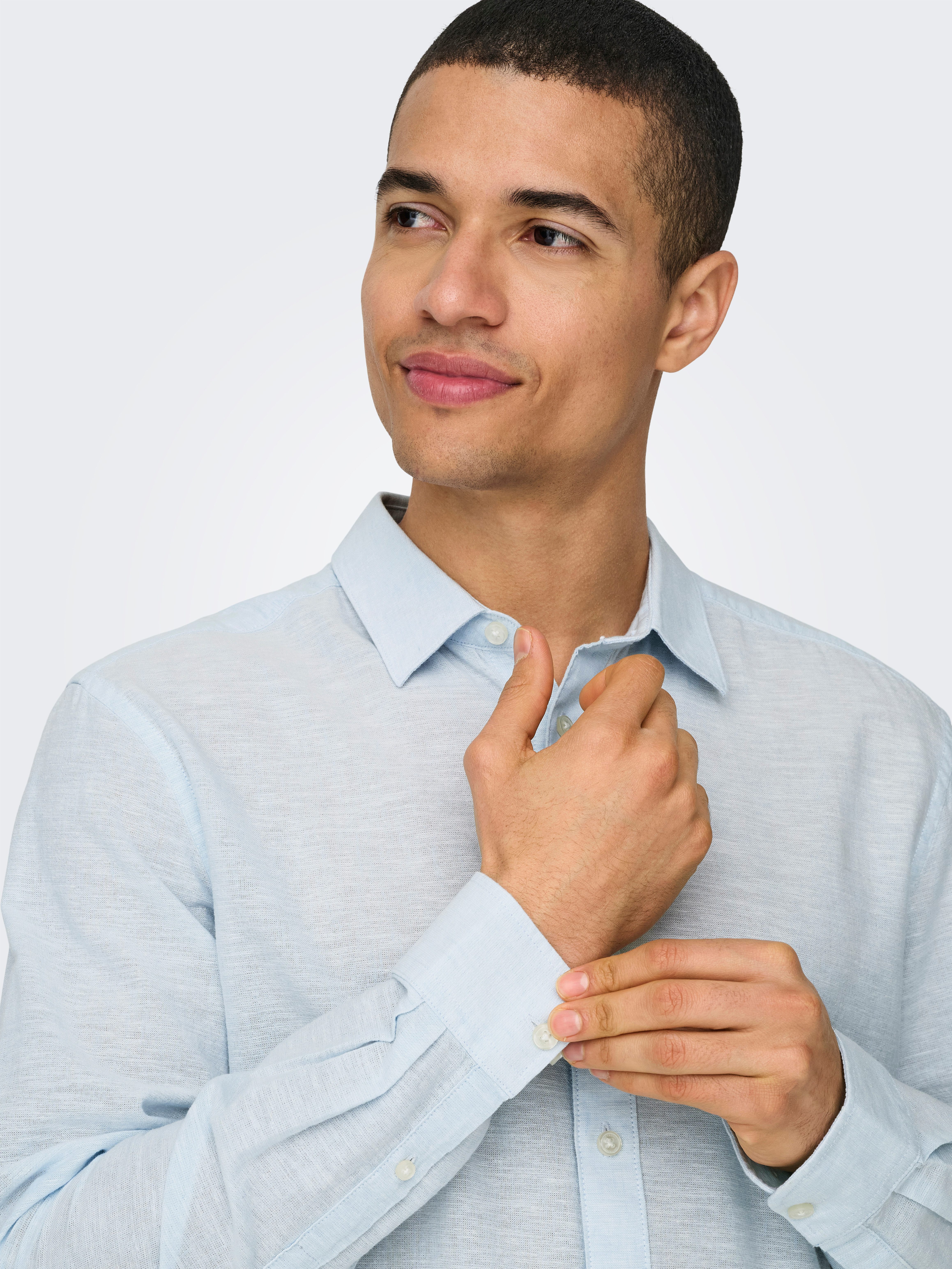 ONLY & SONS Langarmhemd ONSCAIDEN LS SOLID LINEN SHIRT NOOS Baumwollmischung mit Leinen, slim fit