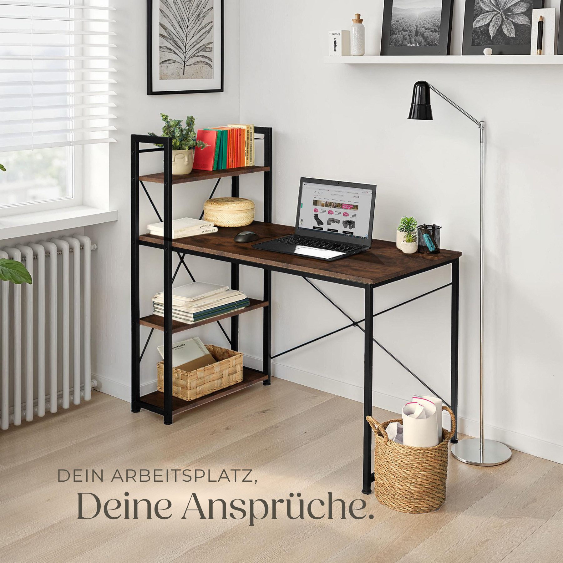 tectake Schreibtisch Computer-Schreibtisch (1-St., 1 tlg), Markanter Computer-Schreibtisch im typischen Industrial Style