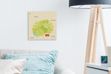 OneMillionCanvasses® Leinwandbild Illustration einer detaillierten Karte von Nordmazedonien, (1 St), Leinwand Bilder für Wohnzimmer Schlafzimmer