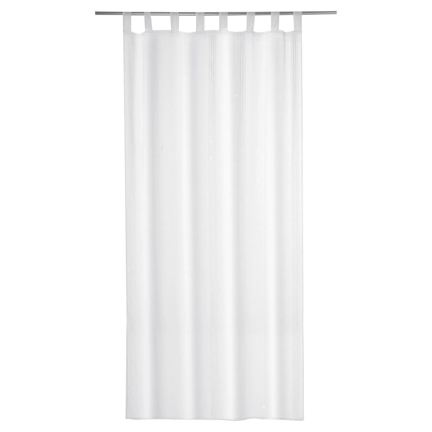 Home4You Vorhang Schlaufenschal, 140 x 245 cm, Weiß, (1 St), Schlaufen, transparent, Polyester, Polyester, transparent, mit Längsstreifen