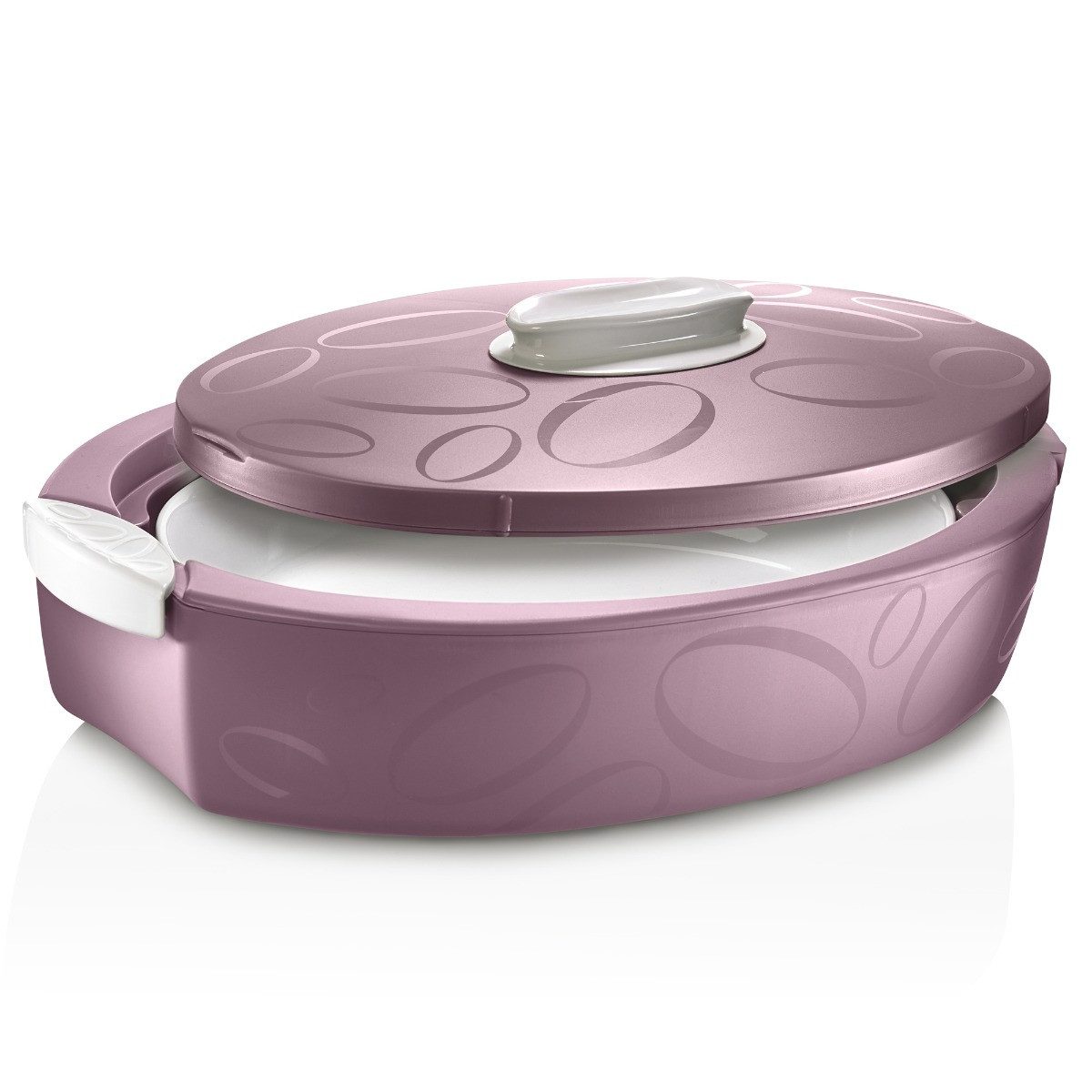 enjoy THE ITALIAN WAY OF LIVING Thermobehälter enjoy Thermotresor oval - 3 Liter in lila, Keramik und lebensmittelechter Kunststoff