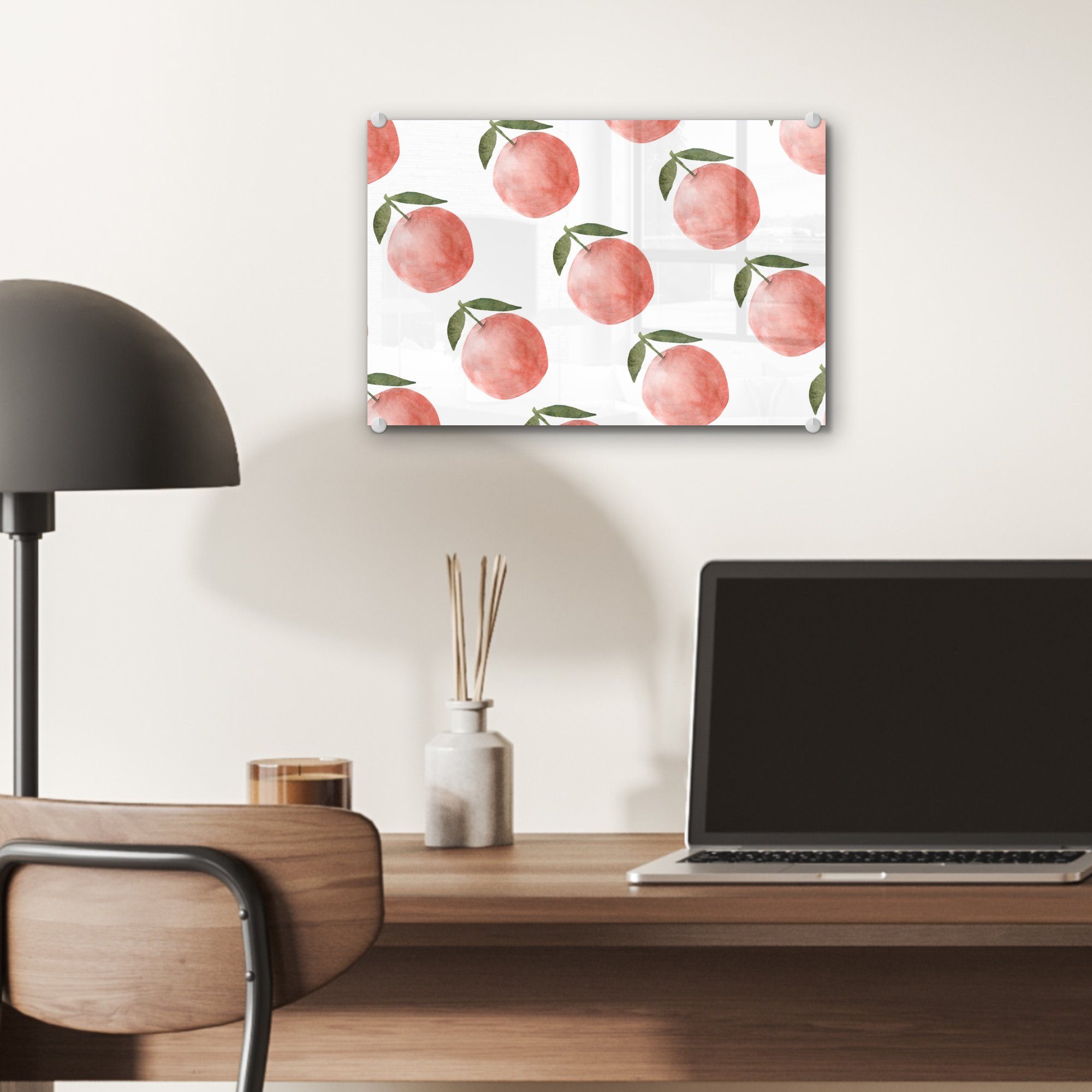 Obst - Wanddekoration auf Bilder Äpfel - Glas Schablonen, - Acrylglasbild - - MuchoWow (1 Foto Glas Glasbilder auf St), Wandbild