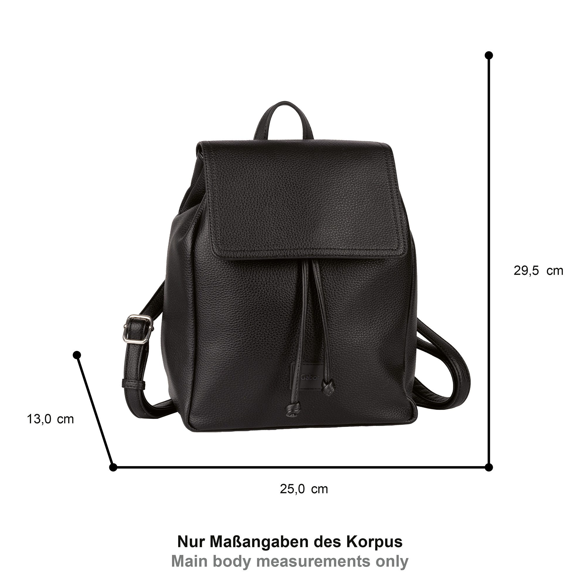 Gabor Rucksack Elfie, aus fein genarbtem, glattem Kunstleder und mit einem Logo Rubber Patch