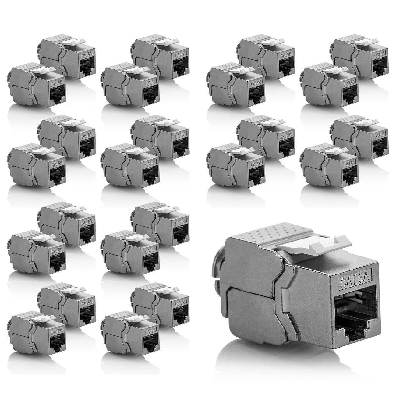 deleyCON deleyCON 24x Keystone Modul CAT6a Jack / vollgeschirmt STP / Netzwerk-Adapter