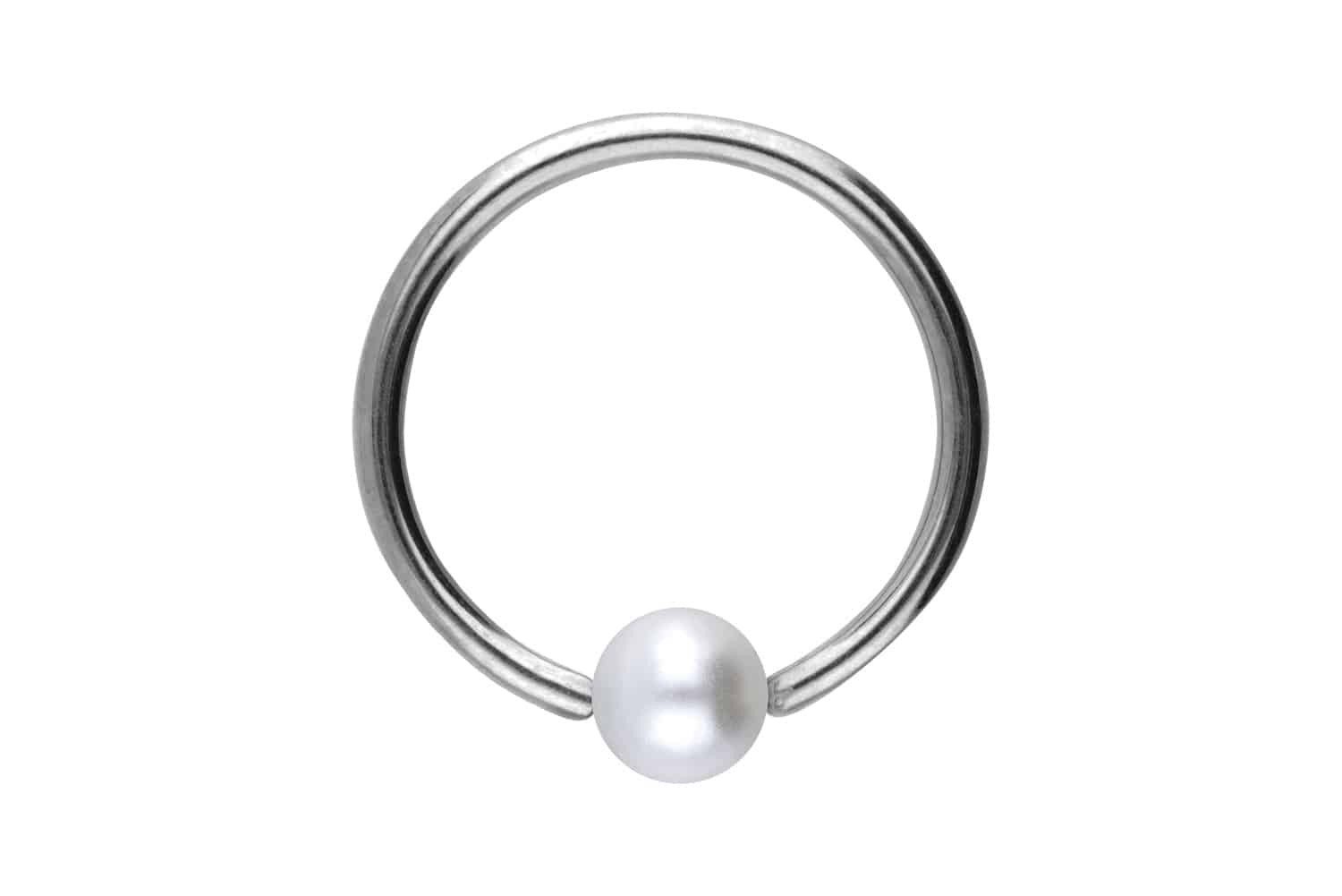 PIERCINGLINE Nasenpiercing Titan Klemmkugelring SYNTHETISCHE PERLE (Klemm-Ringe, 1-tlg)