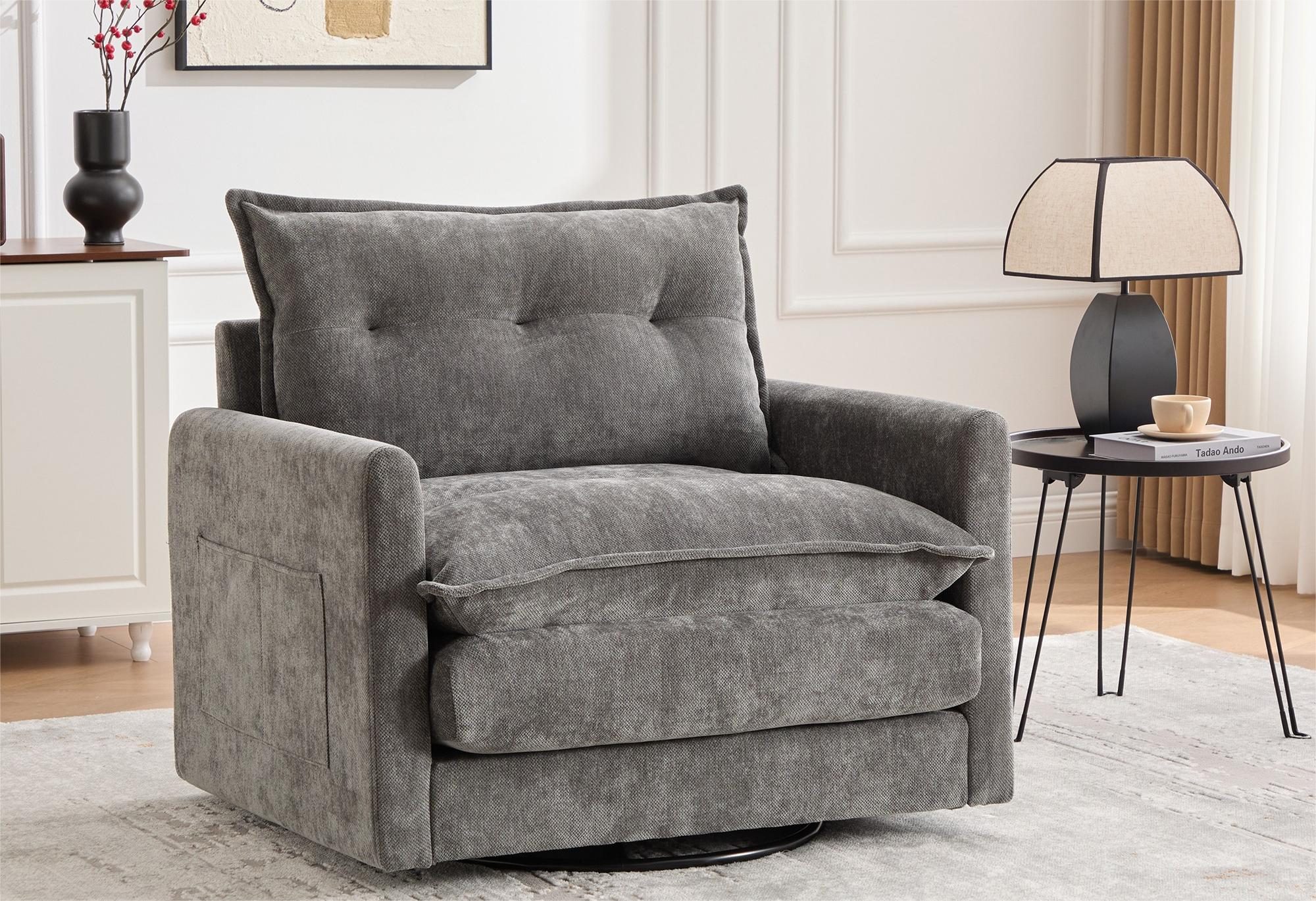 LVHOM Drehsessel Dreh-Loungesessel 360°, XXL Sitzbreite, Seitentasche, 150k günstig online kaufen