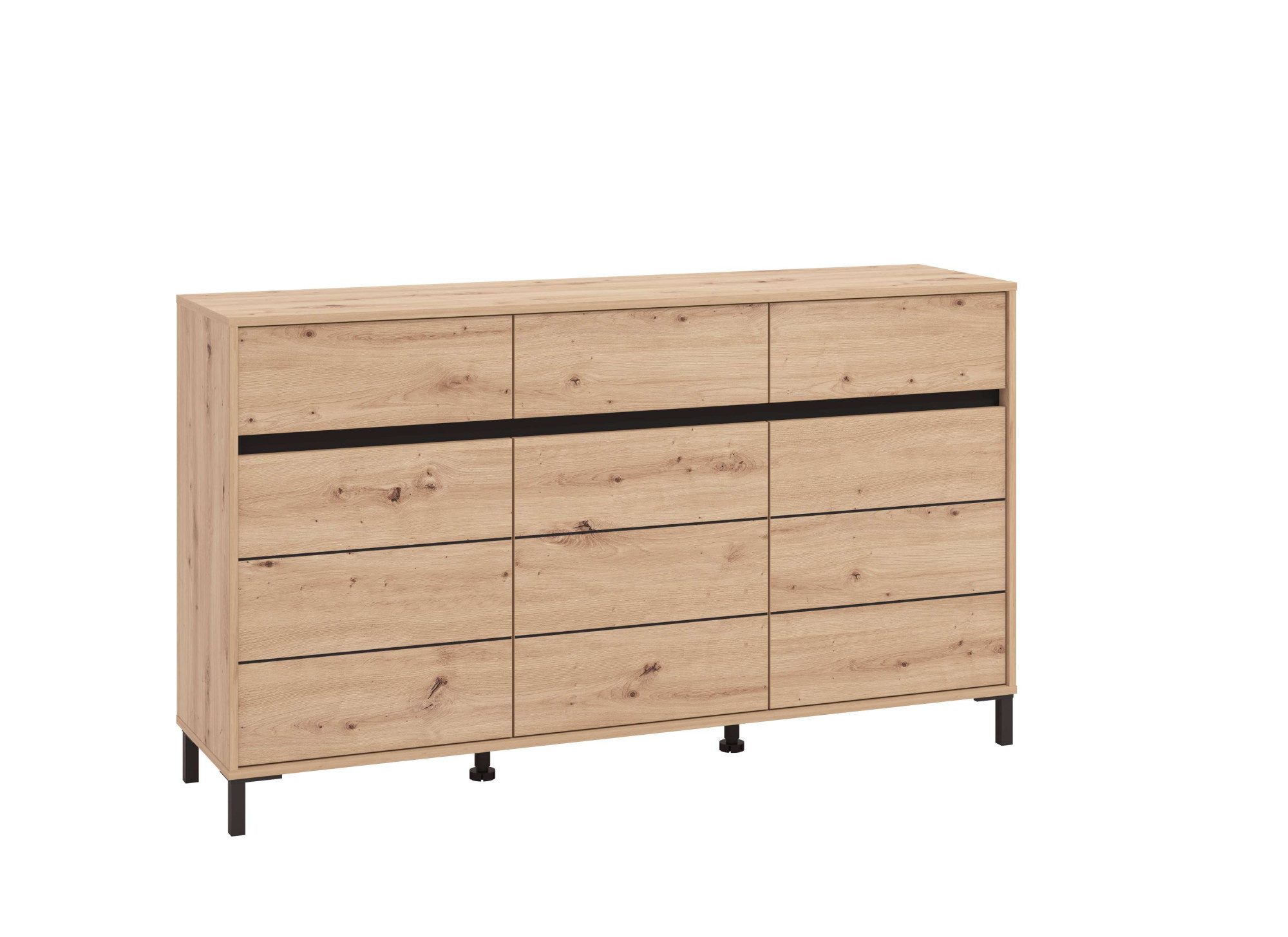 Home affaire Sideboard Marron, Kommode, vielseitig einsetzbar, Breite/Höhe 157/90 cm, mit 3 Schubladen, 2 Fächer hinter jeder Tür