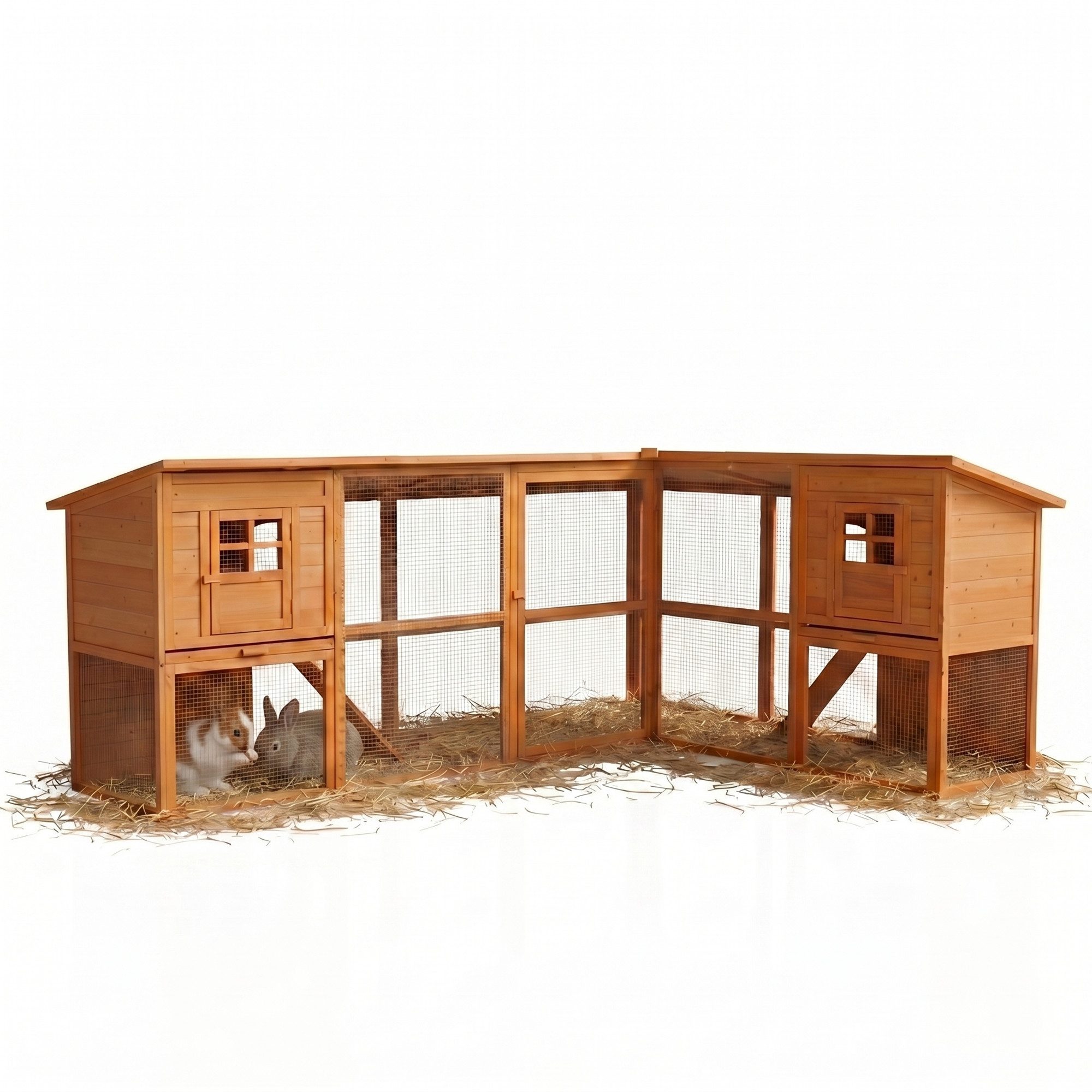 Mucola Tierhaus Hasenstall Hühnerstall Kaninchenstall Freigehege Freilauf Holz XXL, 2 Etagen