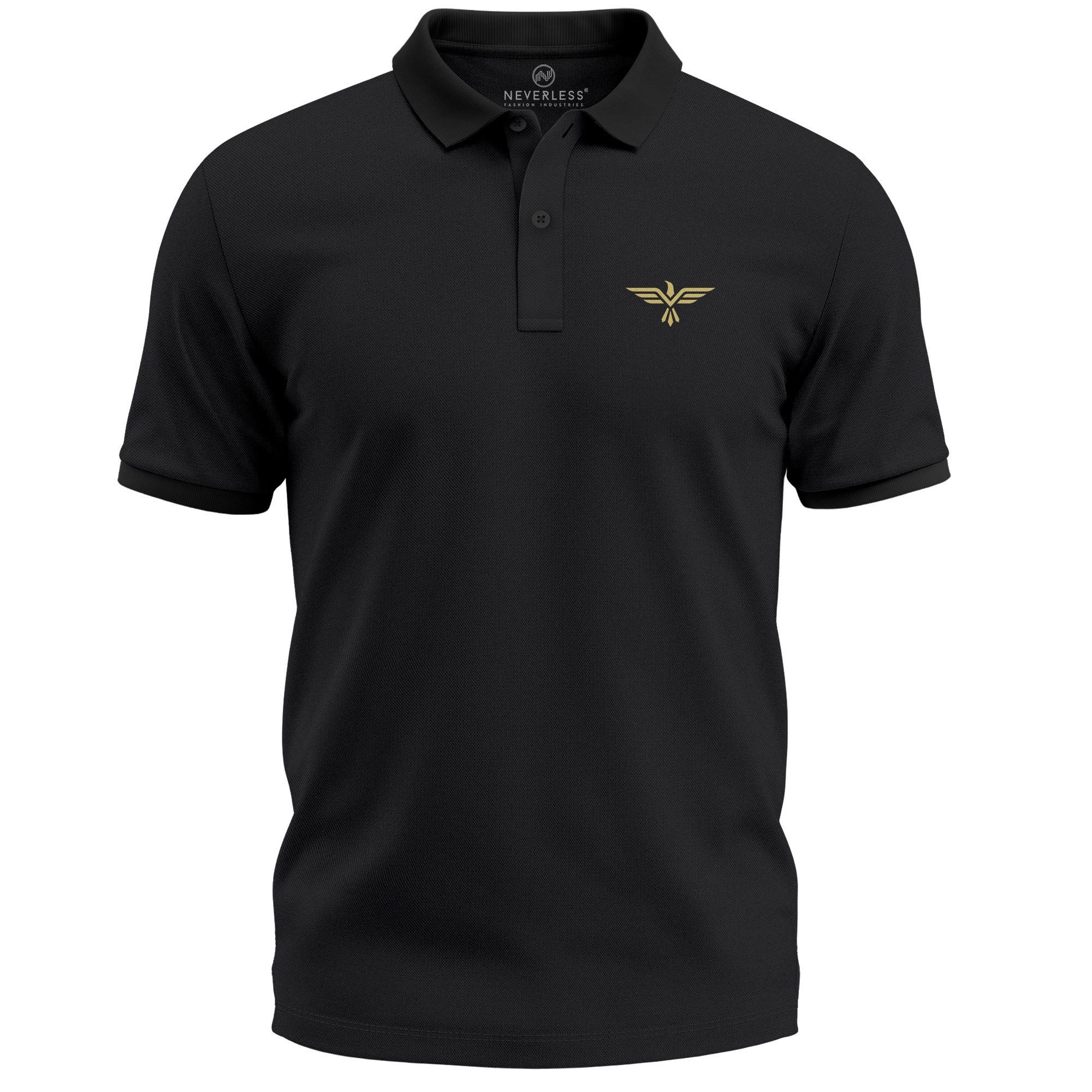 Neverless Poloshirt Poloshirt Herren mit Aufdruck Adler Flügel Logo – Kurzarm Polo mit Print