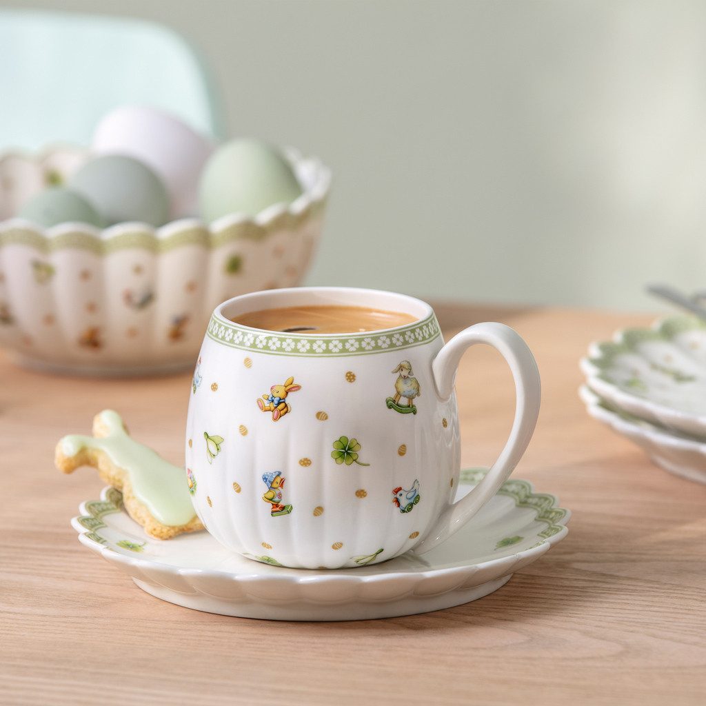 Villeroy & Boch Tasse Easter Delight Henkelbecher, 1-tlg., Porzellan, Premium Porcelain, 1 Stck, Handw., mikrow.sicher