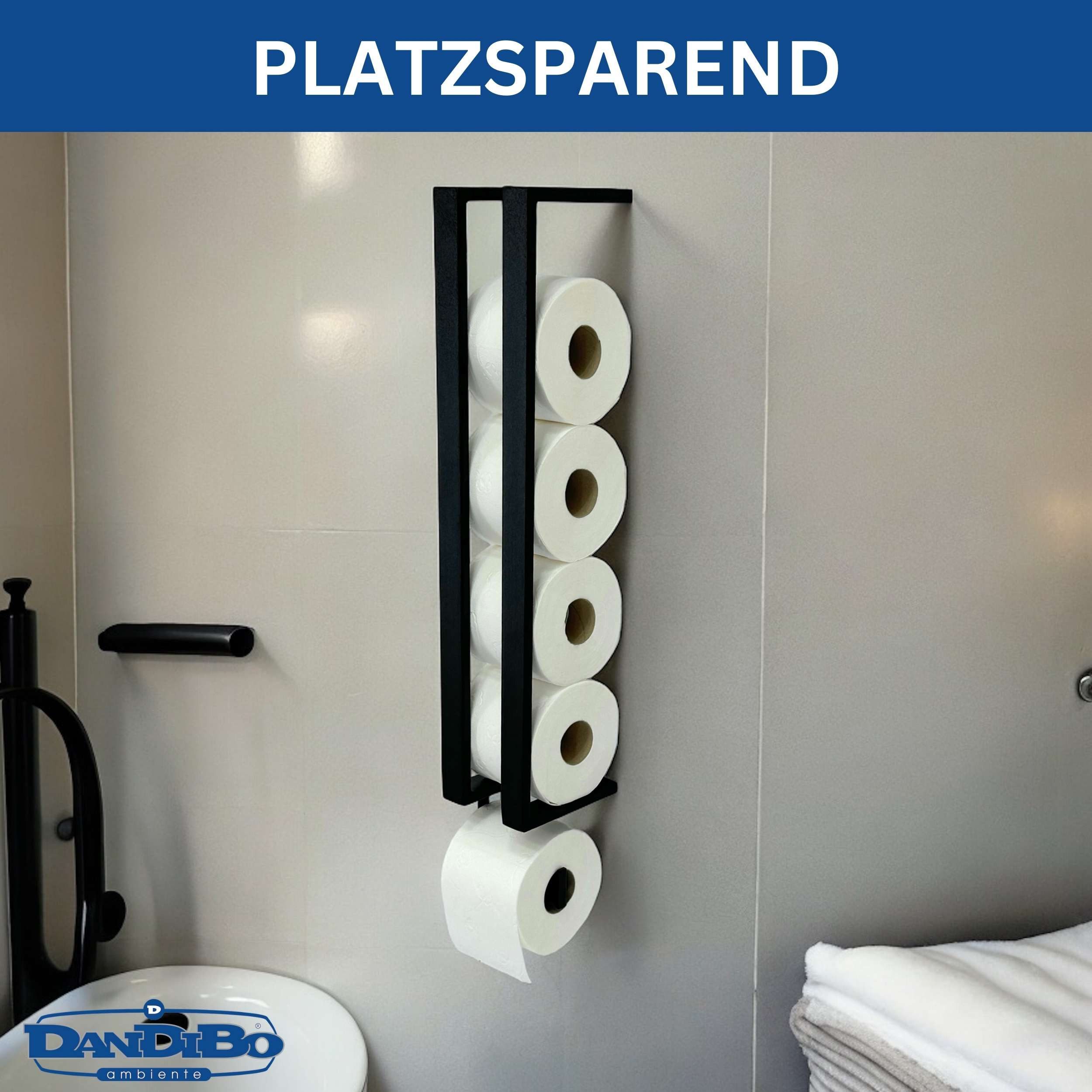 DanDiBo Toiletten-Ersatzrollenhalter Toilettenpapierhalter Schwarz Wand Metall Toilettenpapier Aufbewahrung – Bild 4 von 5