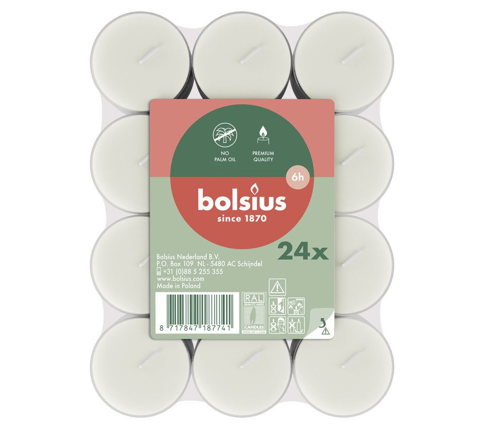 Bolsius Teelicht Bolsius Teelichte 24er Flatpack 6 Stunden