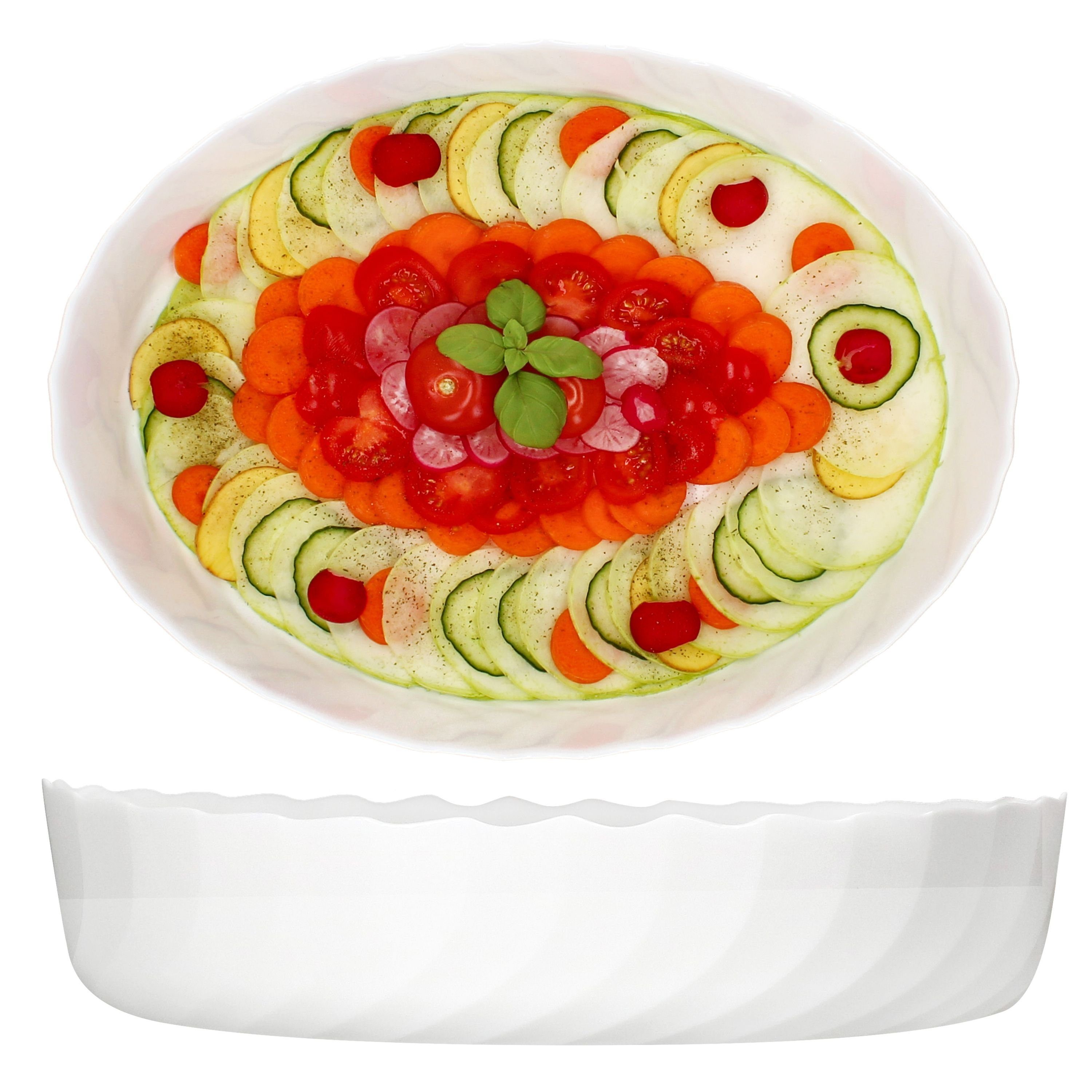 MamboCat Auflaufform 2x Trianon Auflaufform oval groß 3L aus Glas 37x28,5x8,5cm Back-Form, Glas