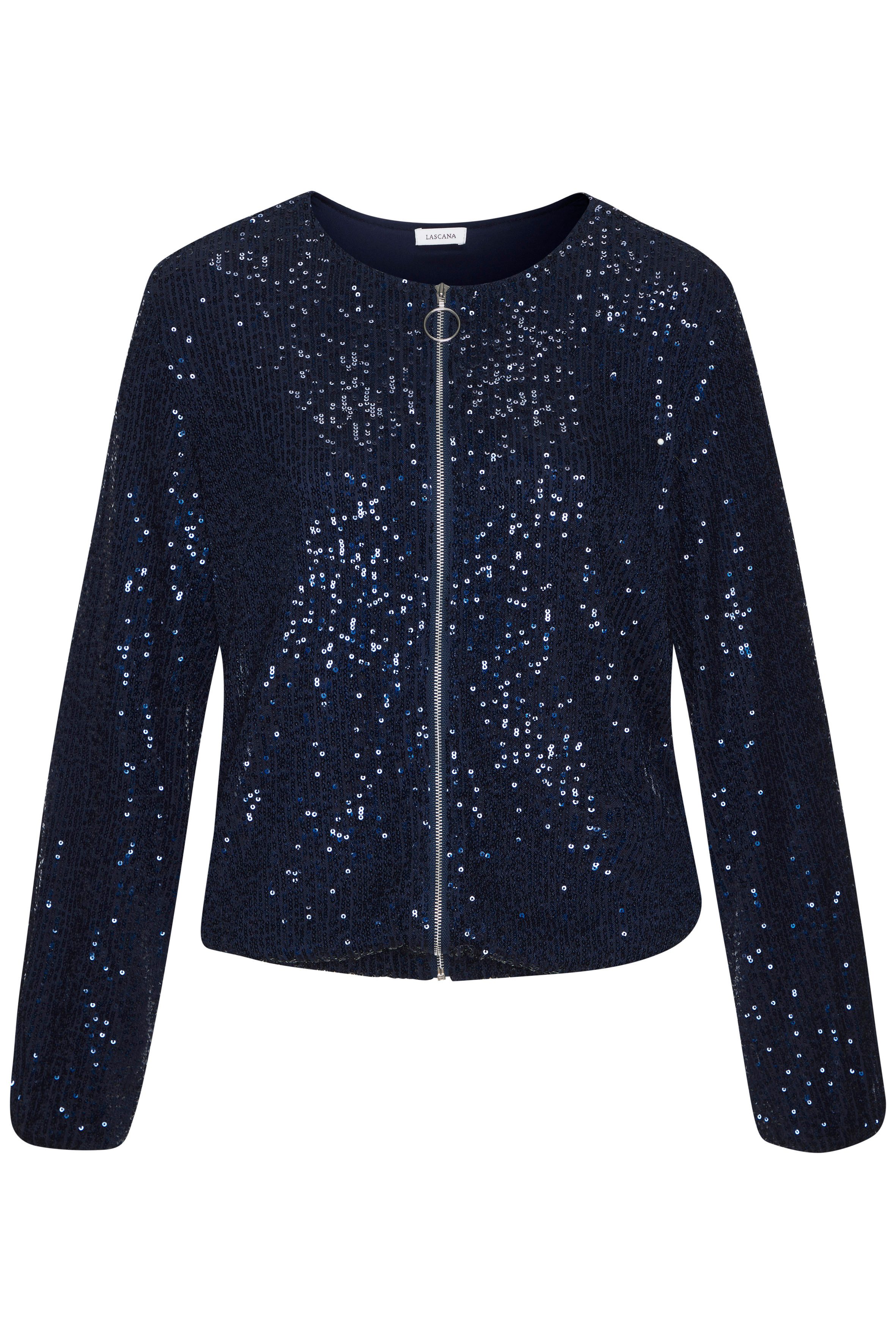 LASCANA Blouson mit Pailletten, festliche Bomberjacke, Paillettenjacke in Navy. Reduzierter Preis € 49,99. Unverbindliche Preisempfehlung € 69,99