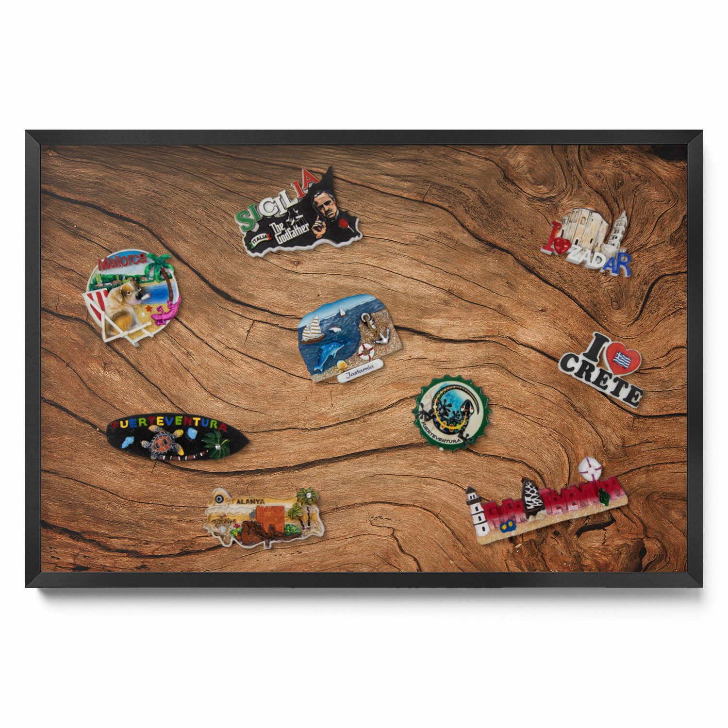 Tulup Magnettafel Braun mit schwarzem Rahmen, Wandtafel für Büro, für Fotos günstig online kaufen