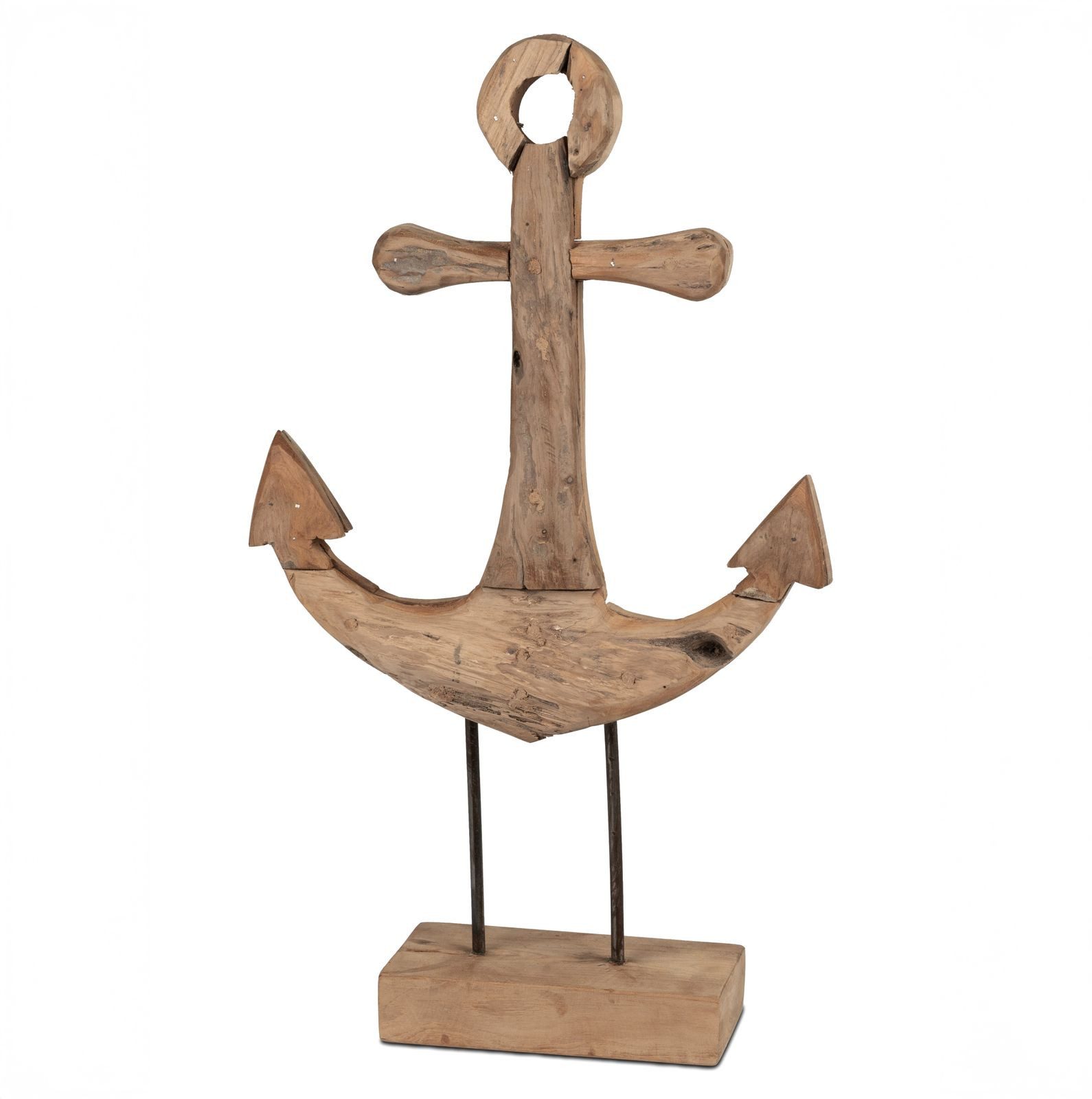 formano Skulptur Teakholz Deko Objekt Anker aus massivem Teak Holz 57 x 33 cm