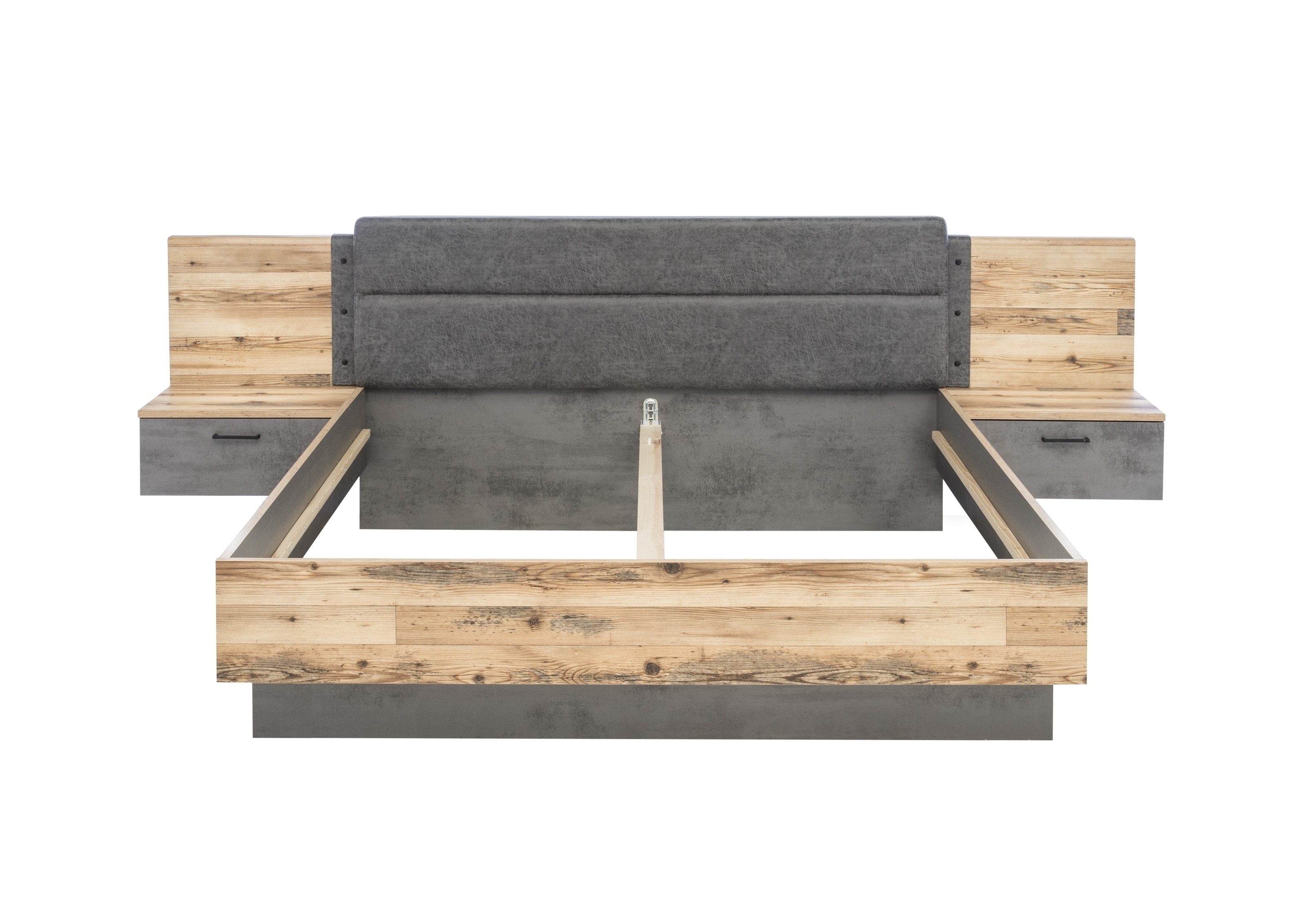 PREISBRECHER Bettanlage ALICANTE, 2 Nachtkonsolen, Alpine Lodge / Betonoxid - 305,6x99,5x213,4 (BxHxT)