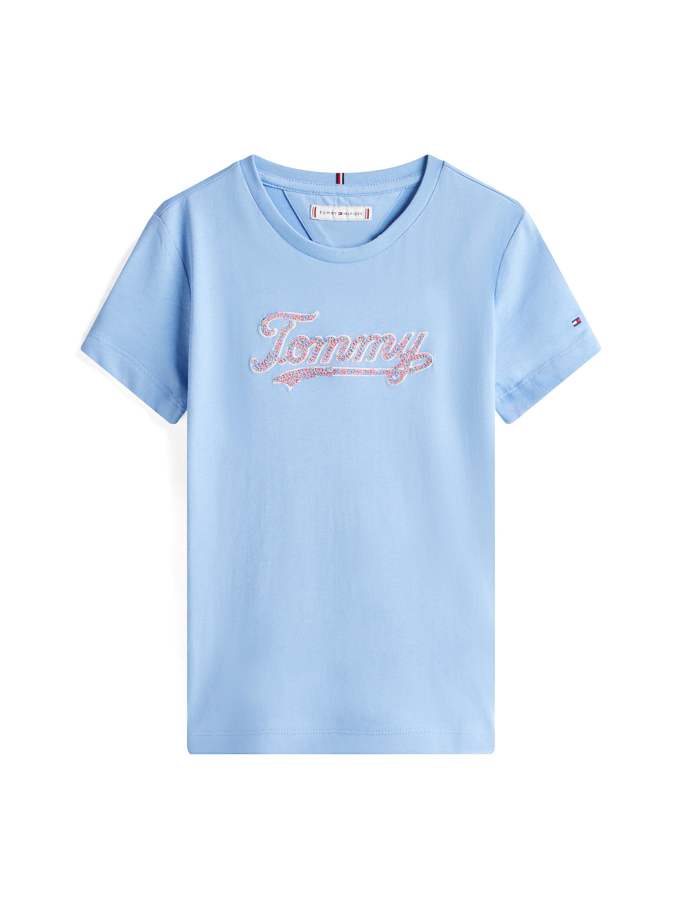 Tommy Hilfiger T-Shirt TOMMY SCRIPT SEQUINS TEE SS für Kinder bis 16 Jahre, mit Pailletten