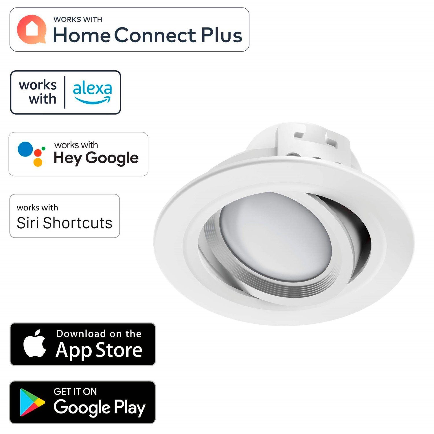 Hama LED Einbaustrahler WiFi LED Einbaustrahler 5W / 32W Weiß, WLAN Verbindung Einbauspott 5W = 32W Dimmbar App-Steuerung