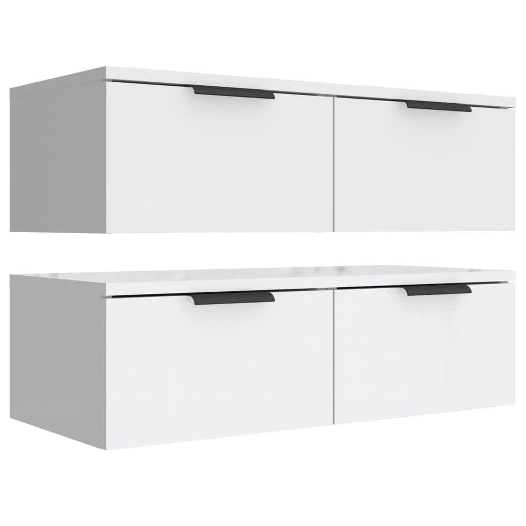 furnicato Wandhängeschrank Wandschränke 2 Stk. Weiß 68x30x20 cm Holzwerkstoff, 1-tlg.