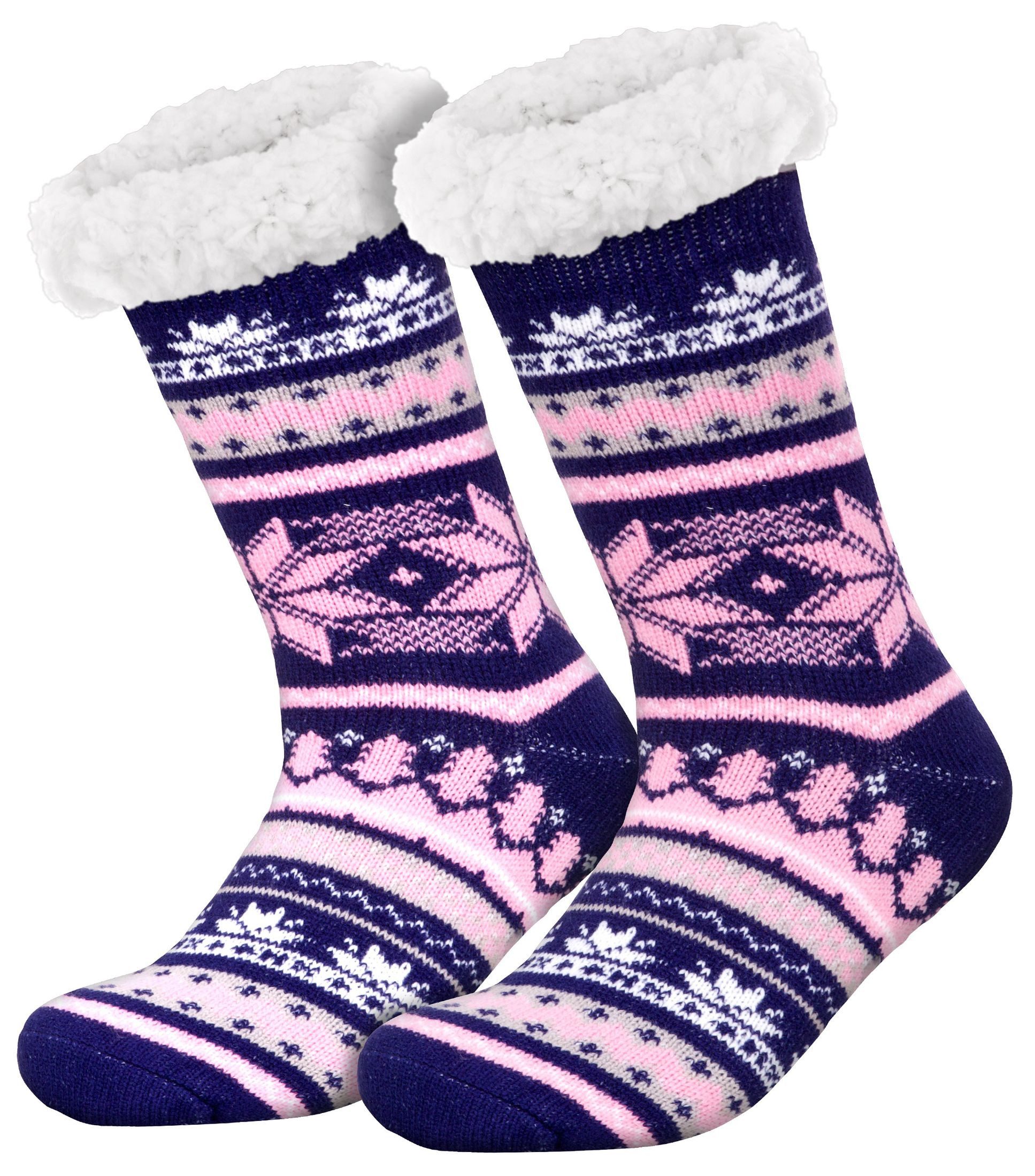 compagno Kuschelsocken (1-Paar) Kuschelsocken Schnee-Stern Noppensocken Anti Rutsch Wintersocken