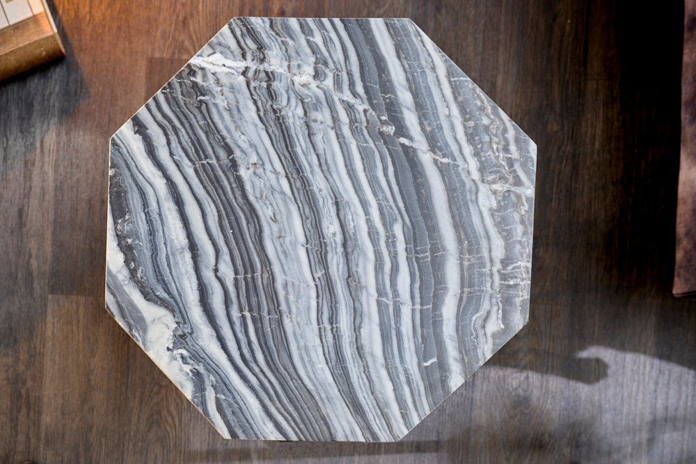 riess-ambiente Beistelltisch · | · | Metall DIAMOND Industrial Marmor grau (Einzelartikel, Wohnzimmer schwarz 50cm · grau grau schwarz 1-St)