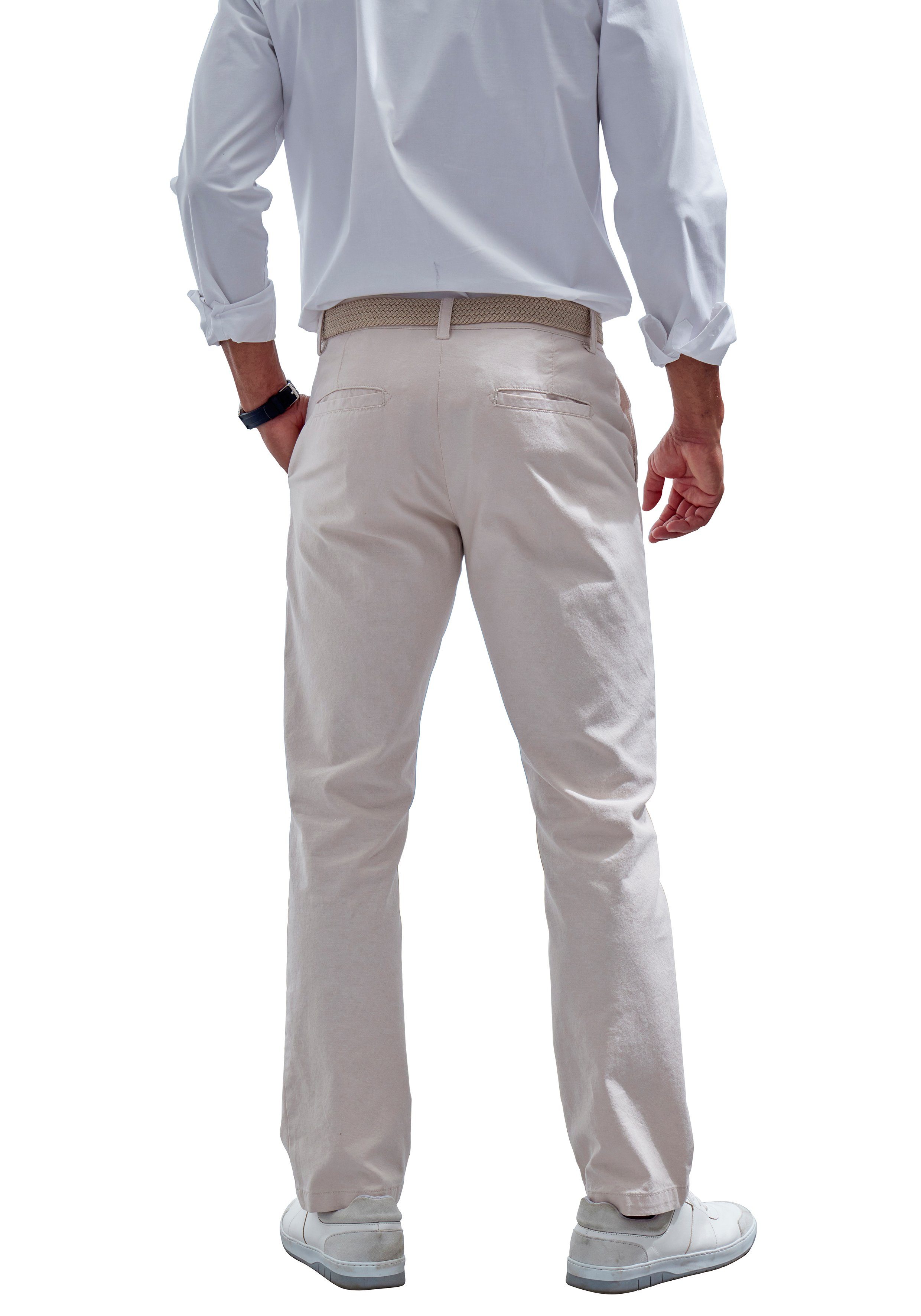 John Devin Chinohose regular-fit, lange Oxford Hose aus elastischer Baumwoll-Qualität