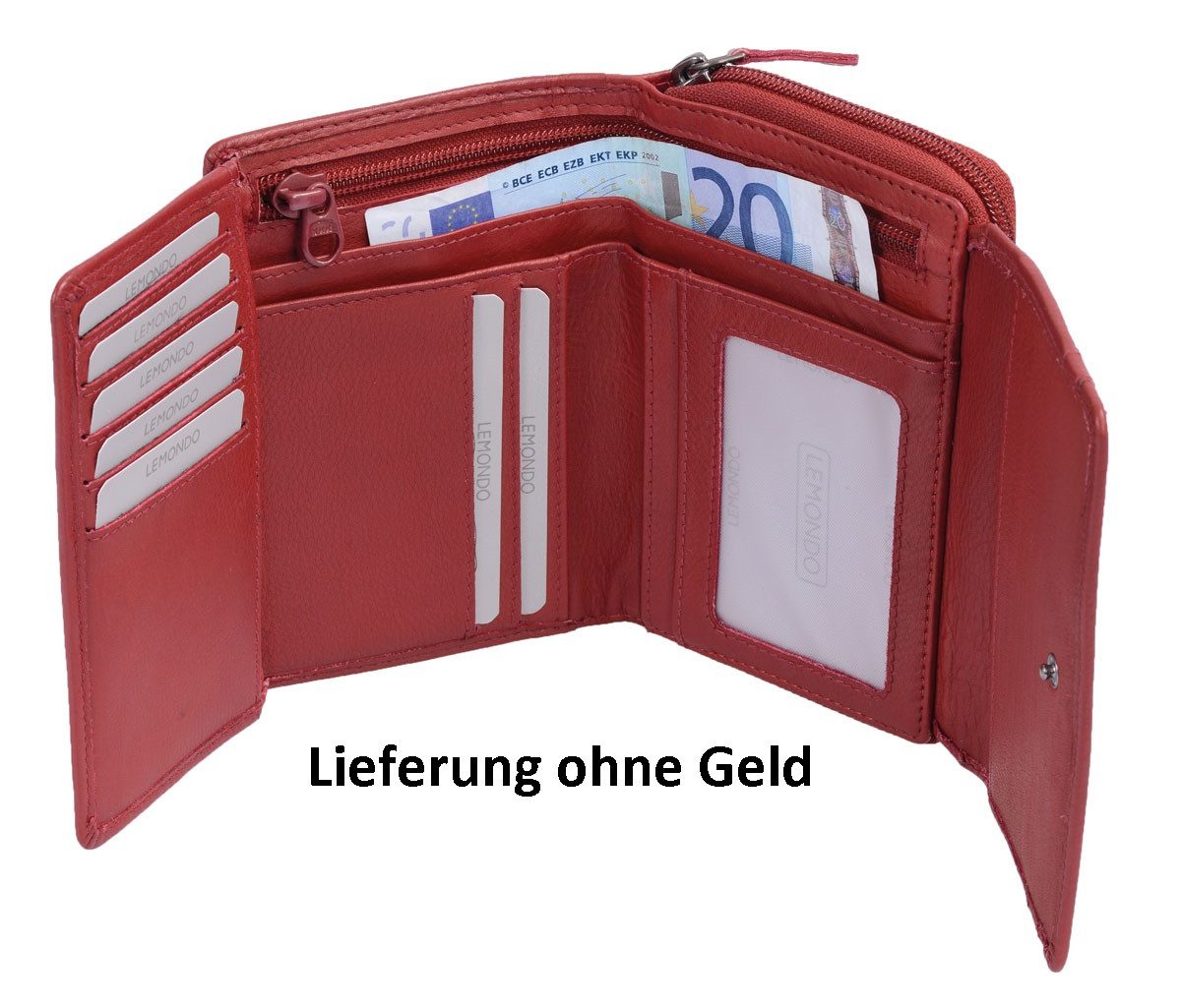 Geldbörse Lemondo Reißverschlussdamenbörse, Leder, rot