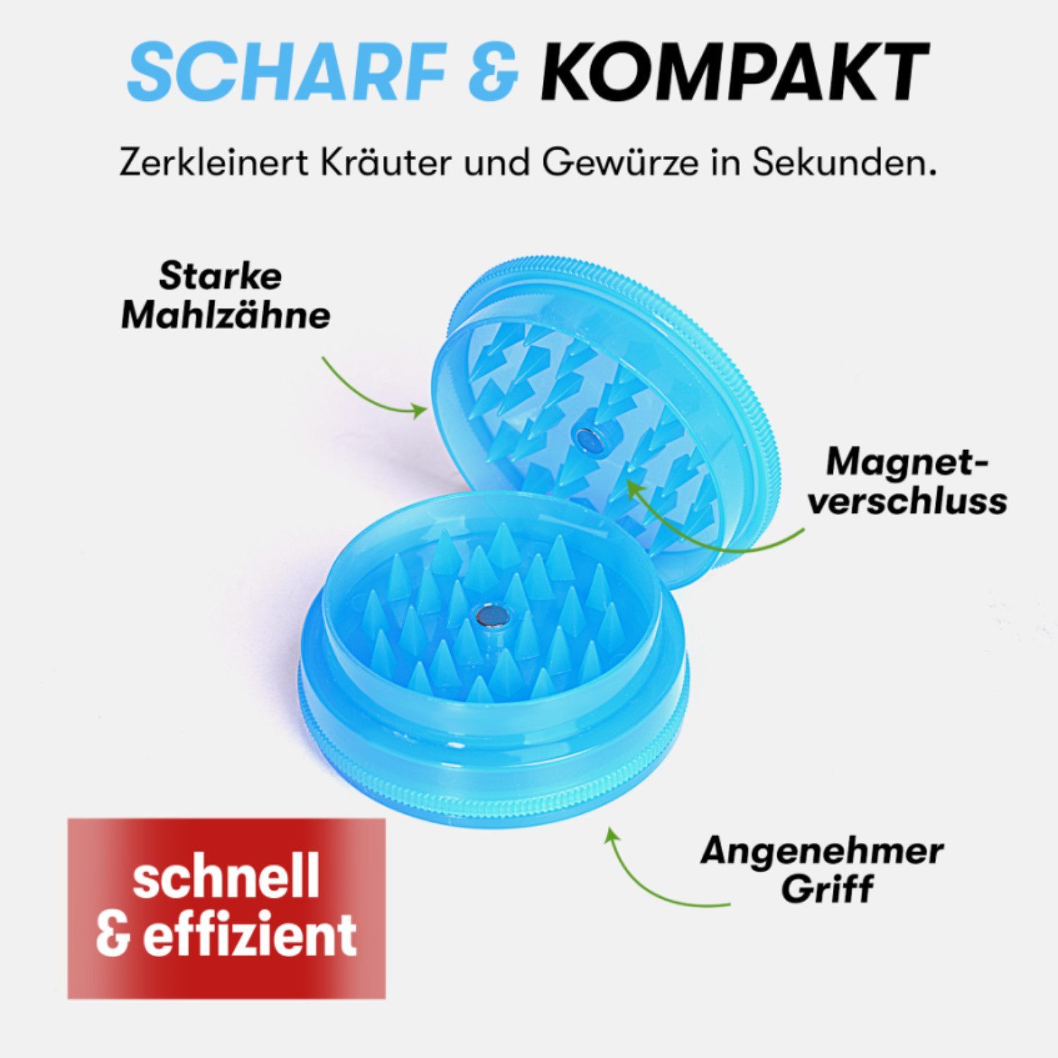 Grow Expert Grinder 3er-Set Grinder Mühle – Crusher für Kräuter & Gewürze mit Magnetdeckel manuell, 60 mm Durchmesser, Ideal für Kräuter, Gewürze & Tabak