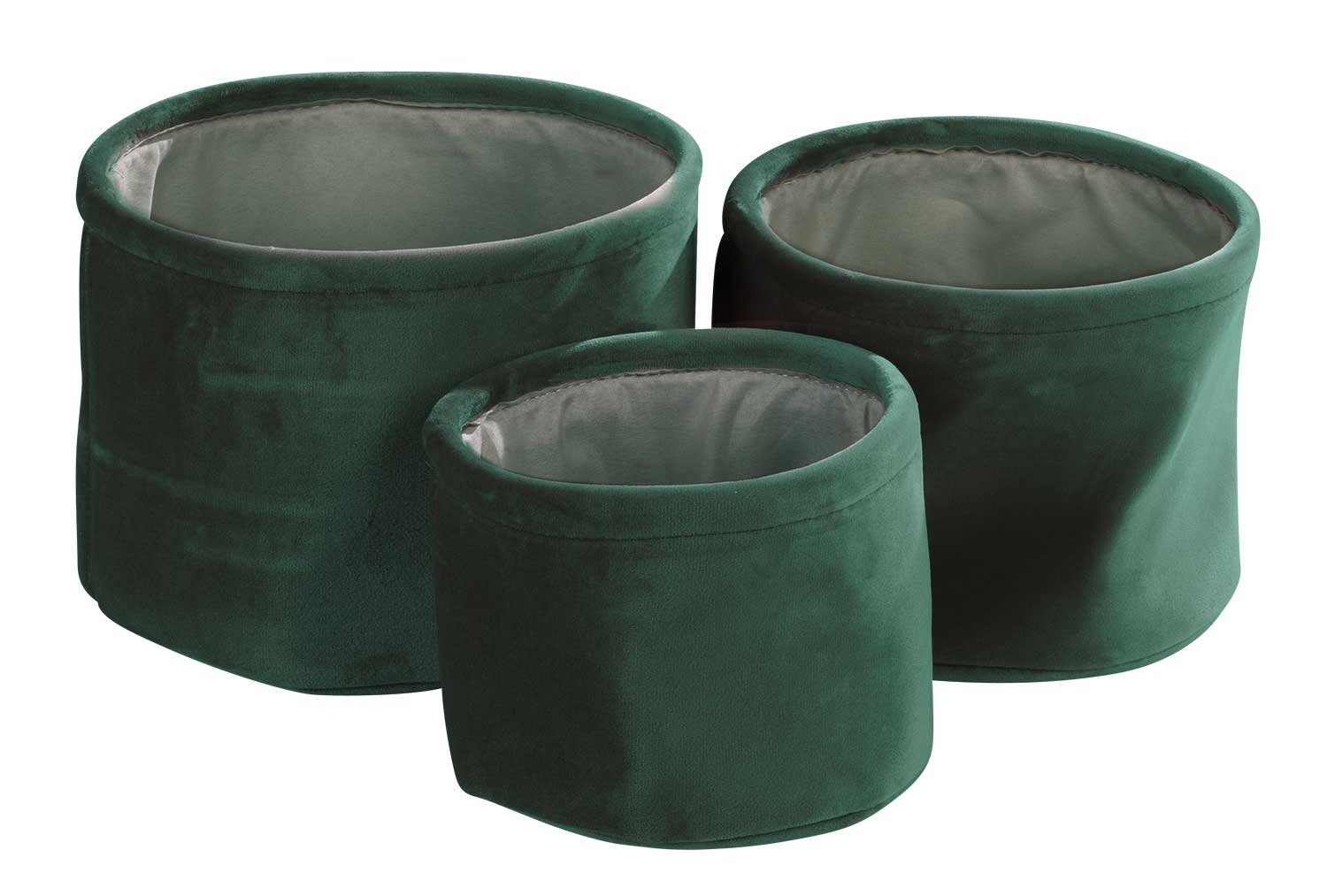 Home4You Aufbewahrungskorb, Grün, Samt, Polyester, Ø 22 x H 16 cm, unifarben