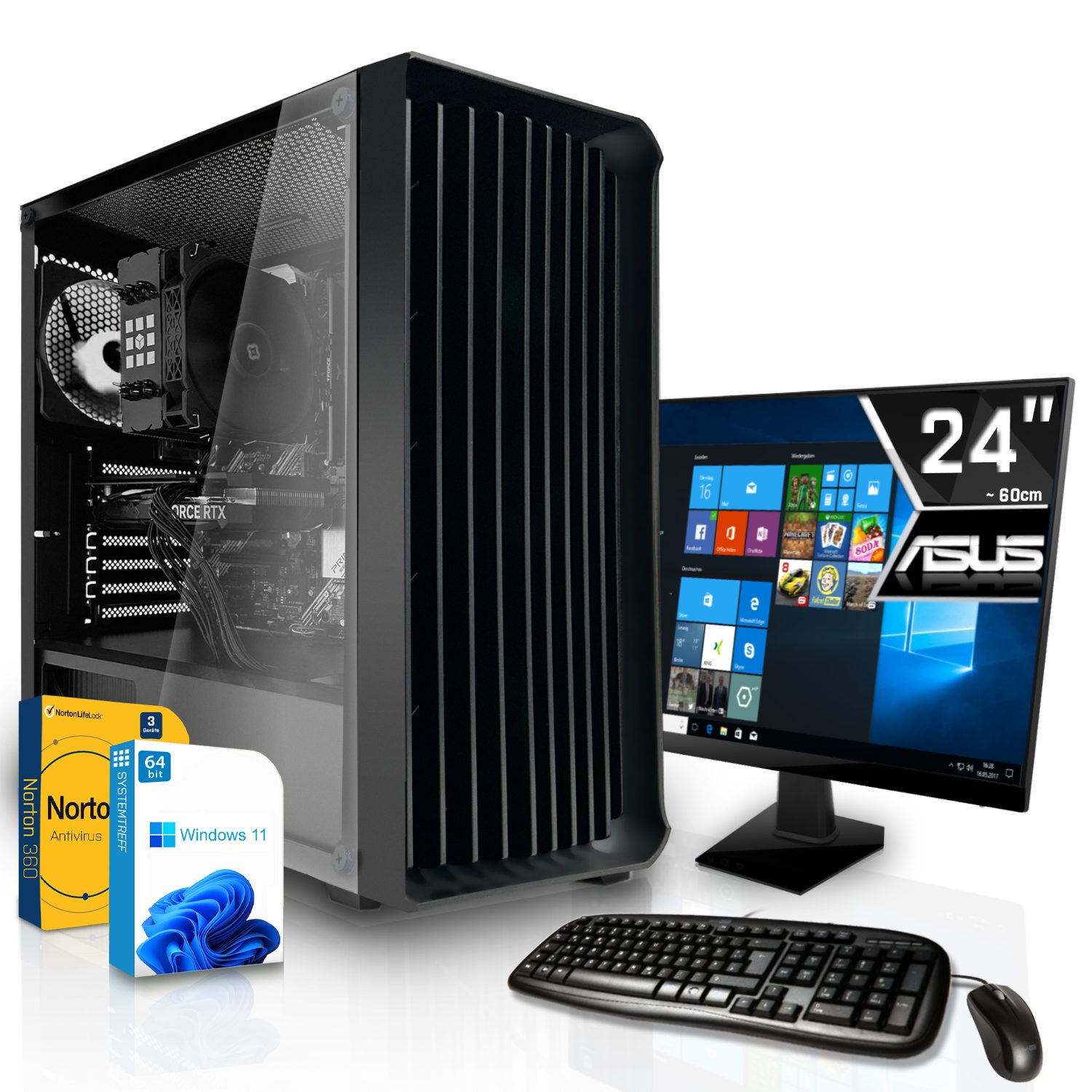 SYSTEMTREFF Business-PC-Komplettsystem (24", Intel Core i7 12700, GT 710, 16 GB RAM, 1000 GB SSD, Windows 11, WLAN)