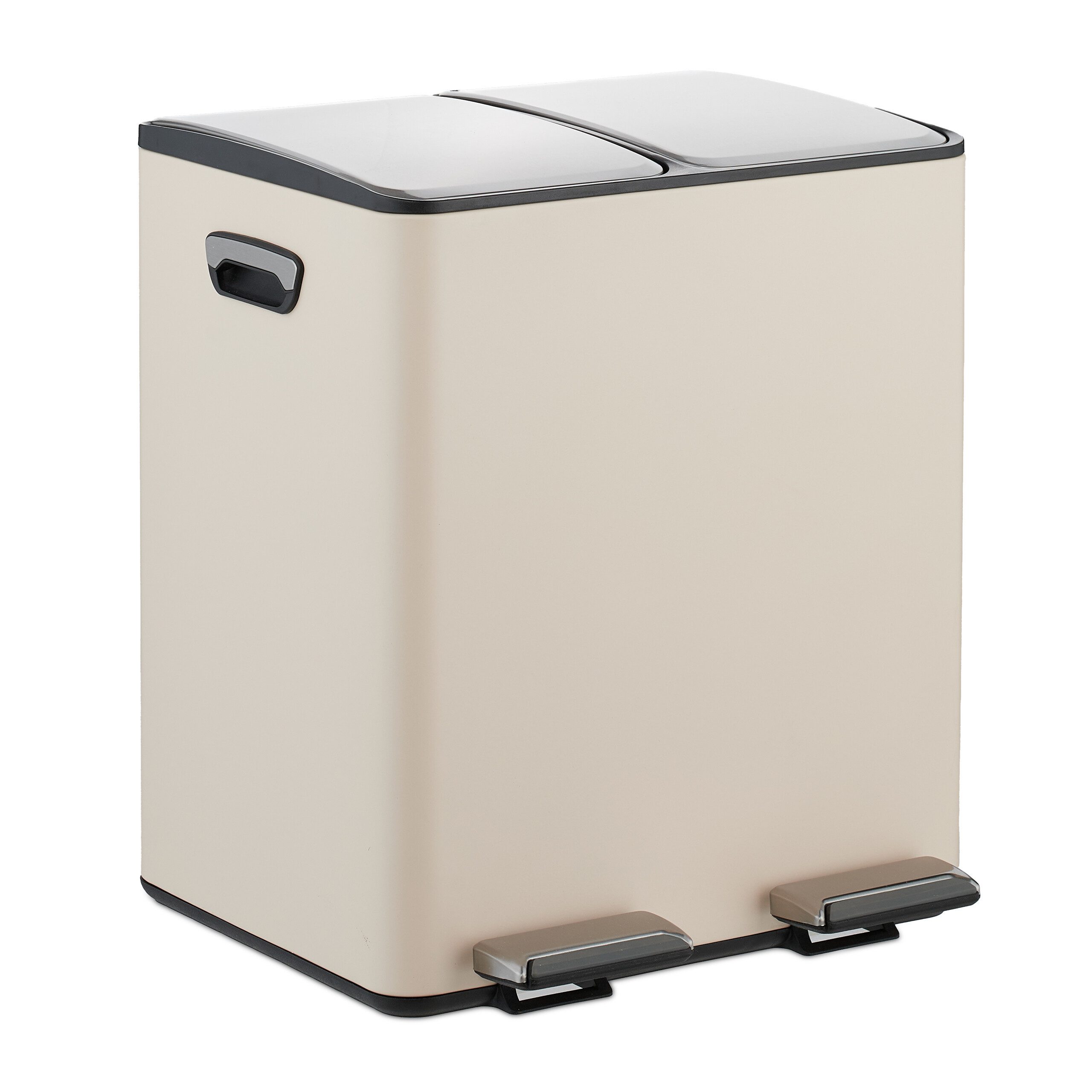 relaxdays Mülleimer Küche 2x 15 Liter, Beige
