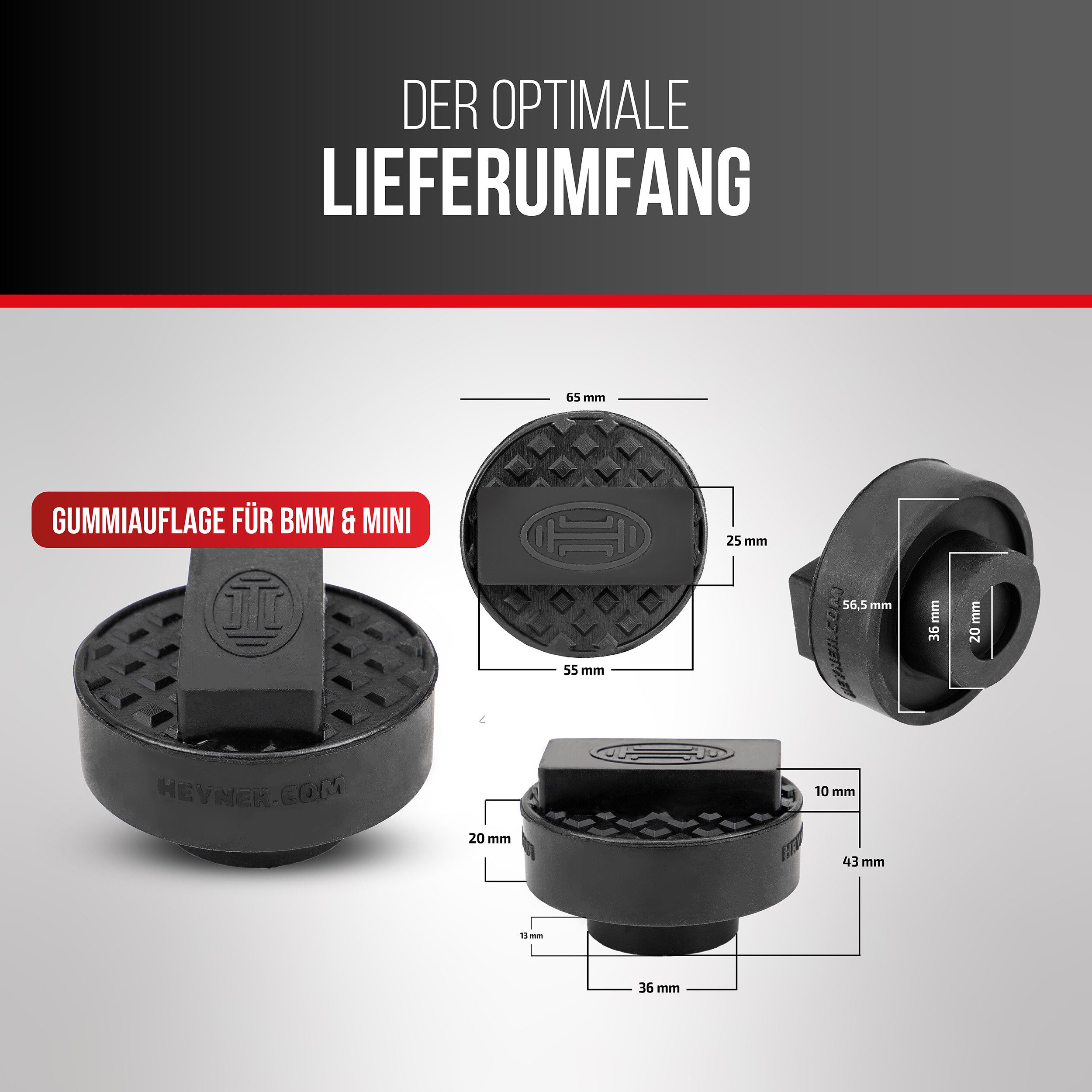 HEYNER Wagenheber Gummiauflage 65 mm für Wagenheber, rund, passend für BMW & MINI, 1-tlg. – Bild 3 von 5
