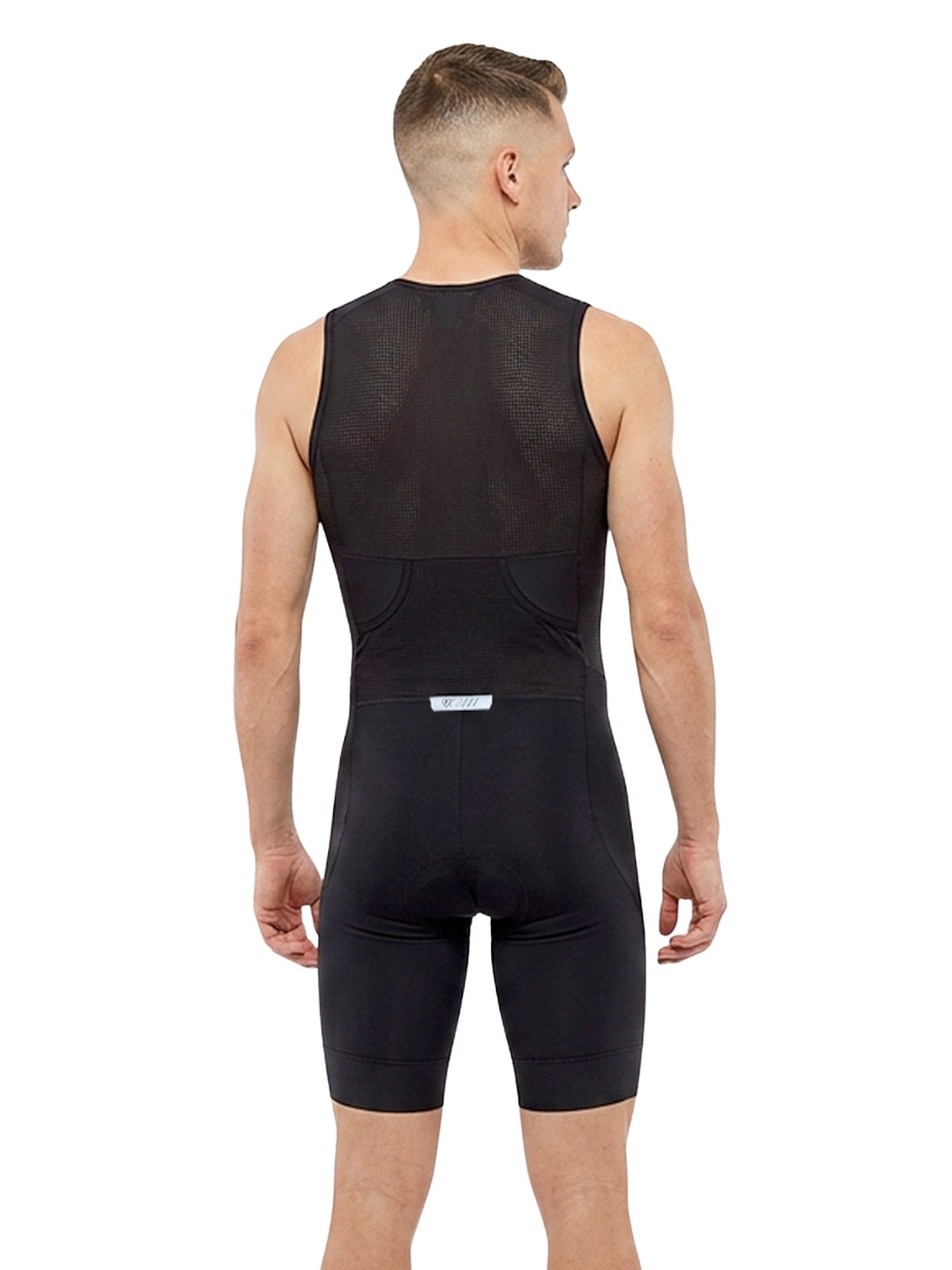 Wulibike Trainingsanzug Herren Trisuit ärmelloser Triathlon-Einteiler mit Frontreißverschluss (Einteilig, 1-tlg), Atmungsaktiv mit stützendem Sitzpolster, Muske – Bild 4 von 5