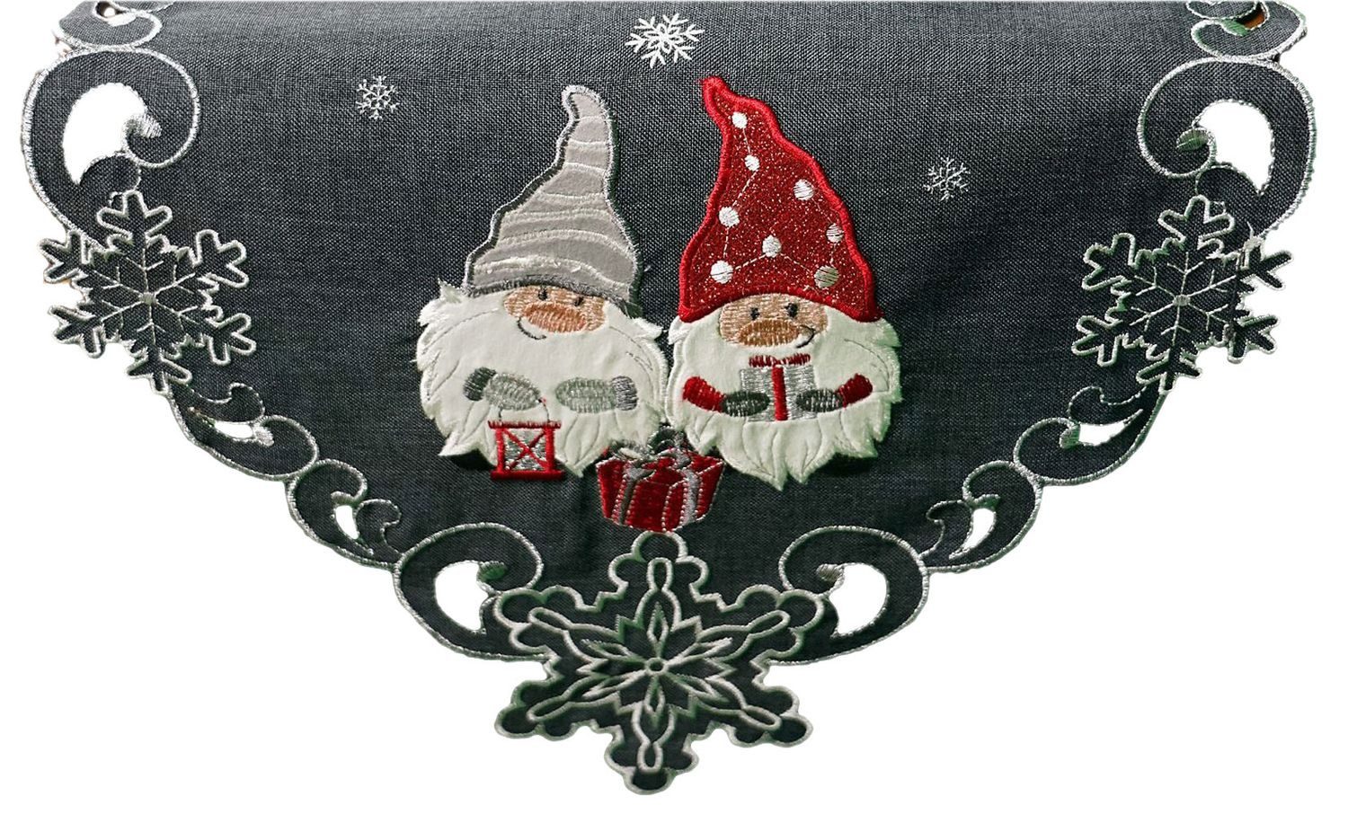 texpot Tischdecke Tischläufer Stickerei Wichtel Winter Weihnachten (1-tlg) – Bild 3 von 3