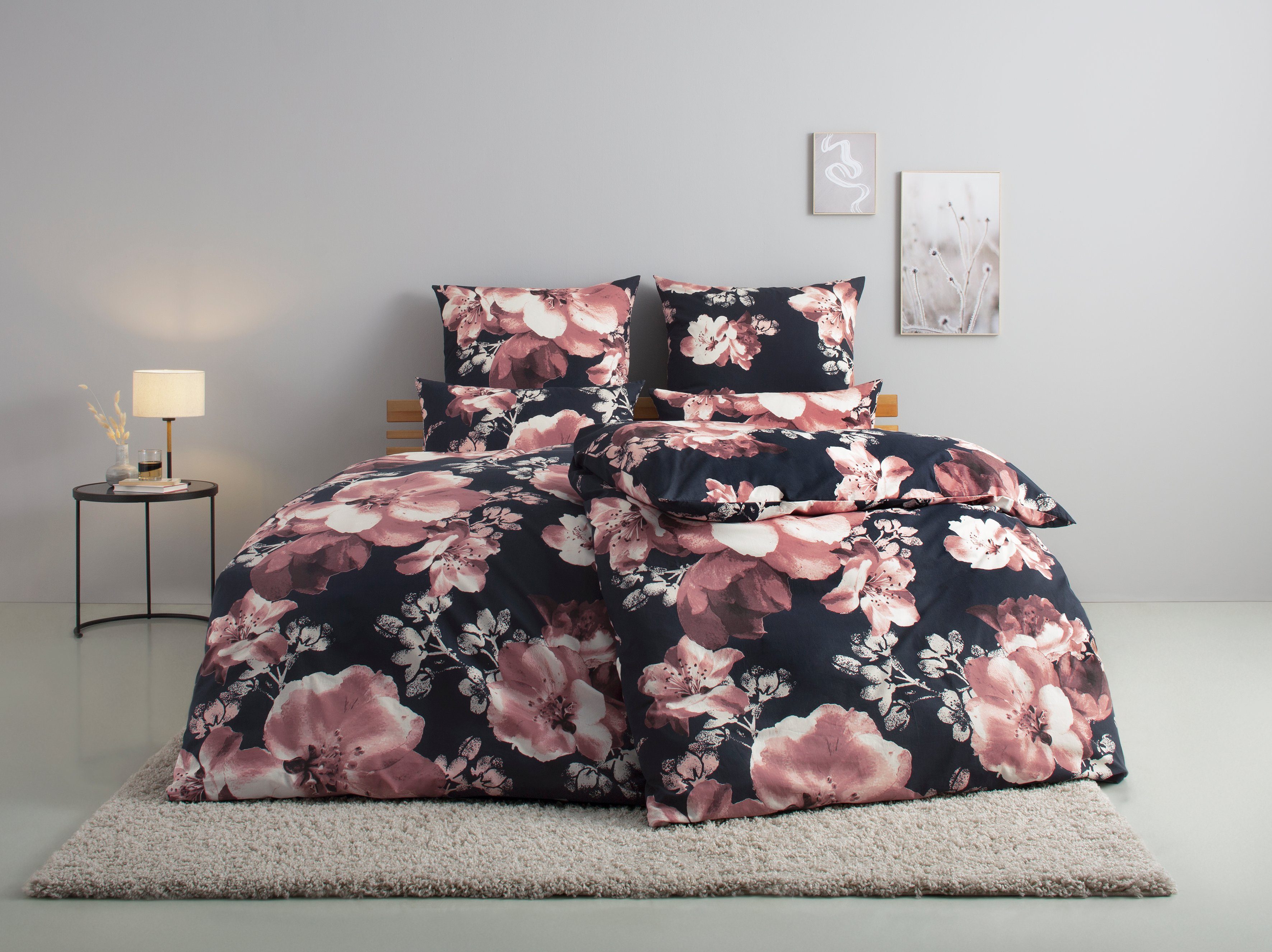 Bettwäsche Melina in Gr. 135x200 oder 155x220 cm, Home affaire, Renforcé, 2 teilig, Bettwäsche aus Baumwolle, florale Bettwäsche mit Reißverschluss blau