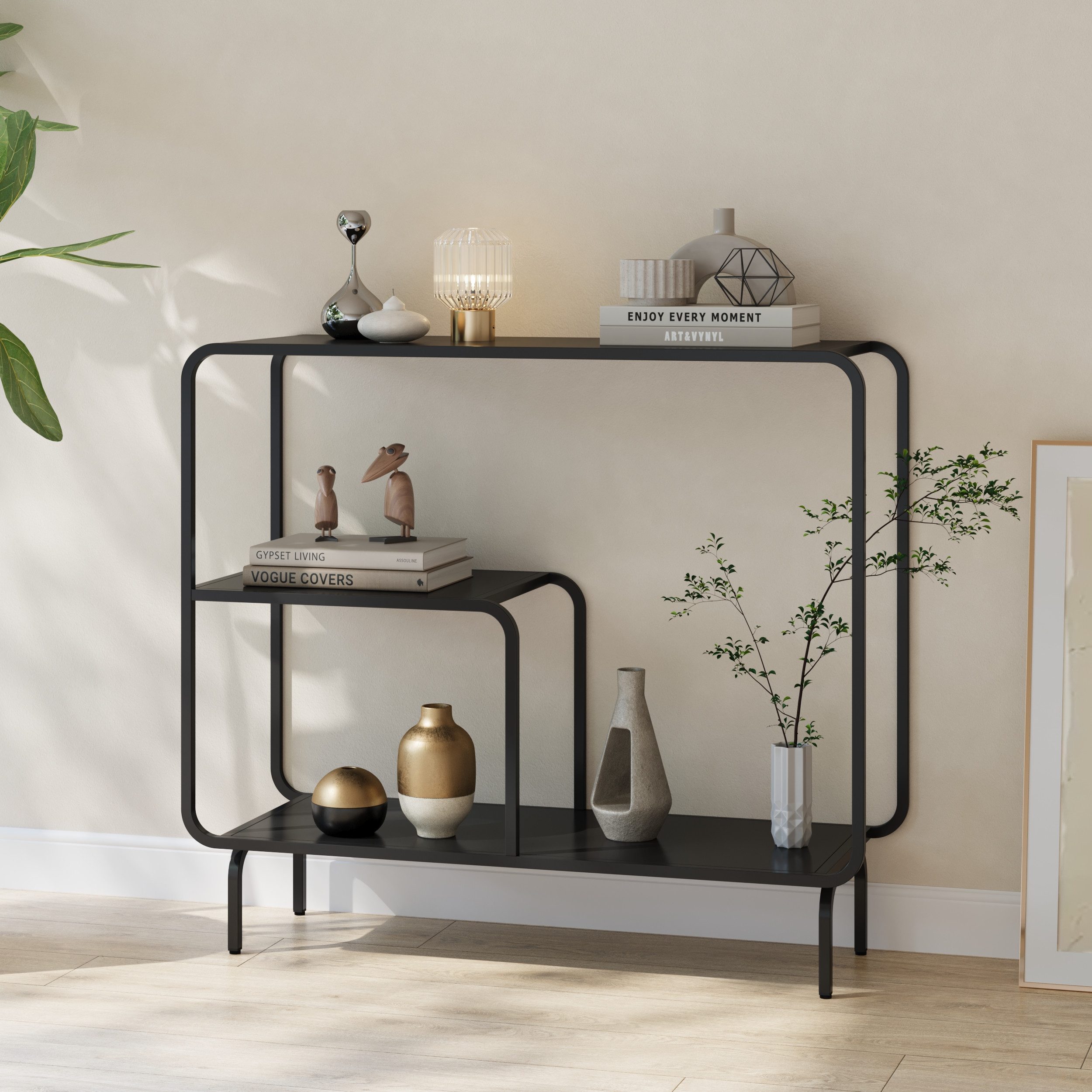 en.casa Konsolentisch, »Færder« Metall 92 x 33 x 82 cm Schwarz günstig online kaufen