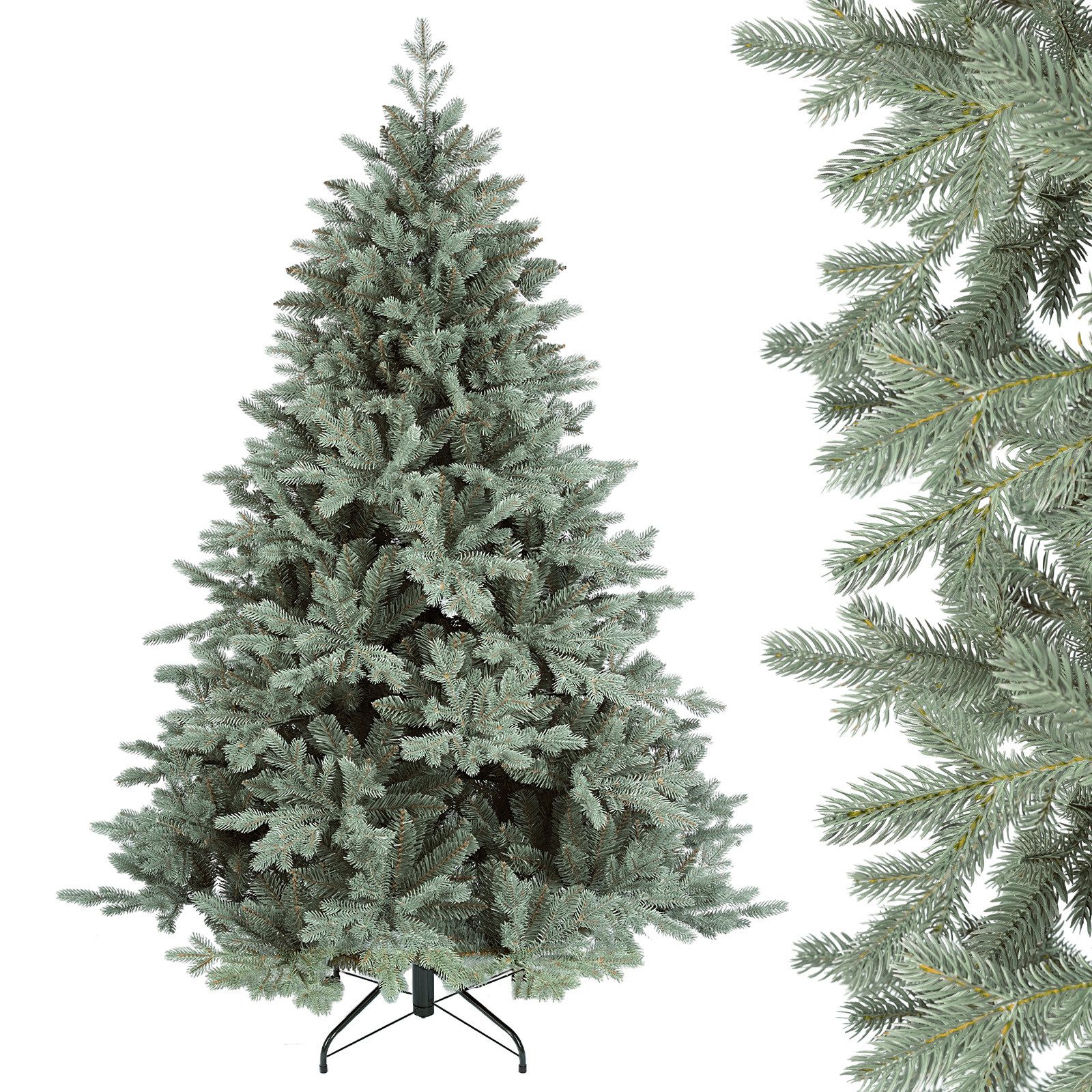 Salcar Künstlicher Weihnachtsbaum Künstlicher Weihnachtsbaum Christbaum Tannenbaum, super dicht und voll, Blaufichte, 180 cm mit 2867 Spitzen (2248 PE + 619 PVC), ca. 78 % PE