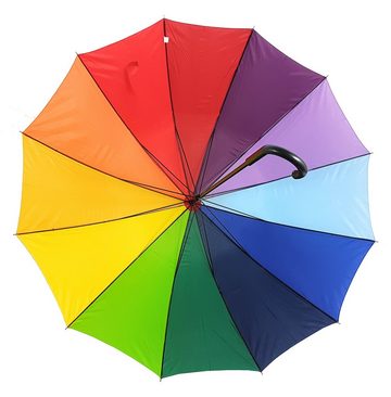Stockregenschirm XXL Regenschirm "Rainbow", leuchtende Regenbogenfarben, mit extra großem 130cm Dach