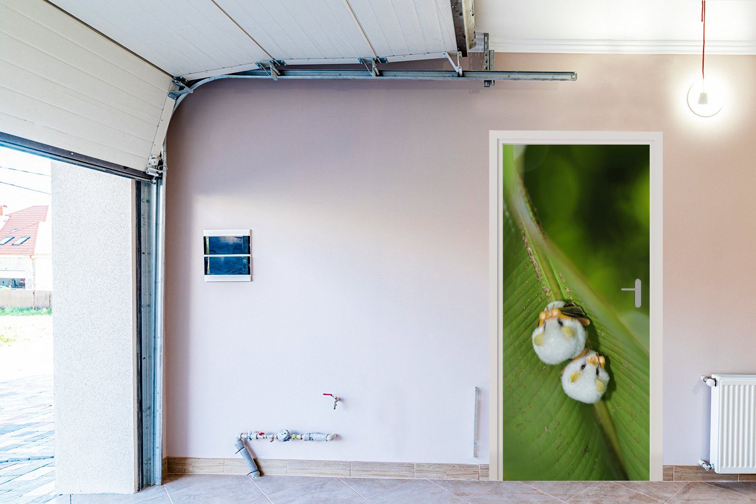 MuchoWow Türtapete Weiße Fledermäuse (1 Blatt, St), auf bedruckt, Tür, grünem 75x205 cm Matt, Fototapete für Türaufkleber