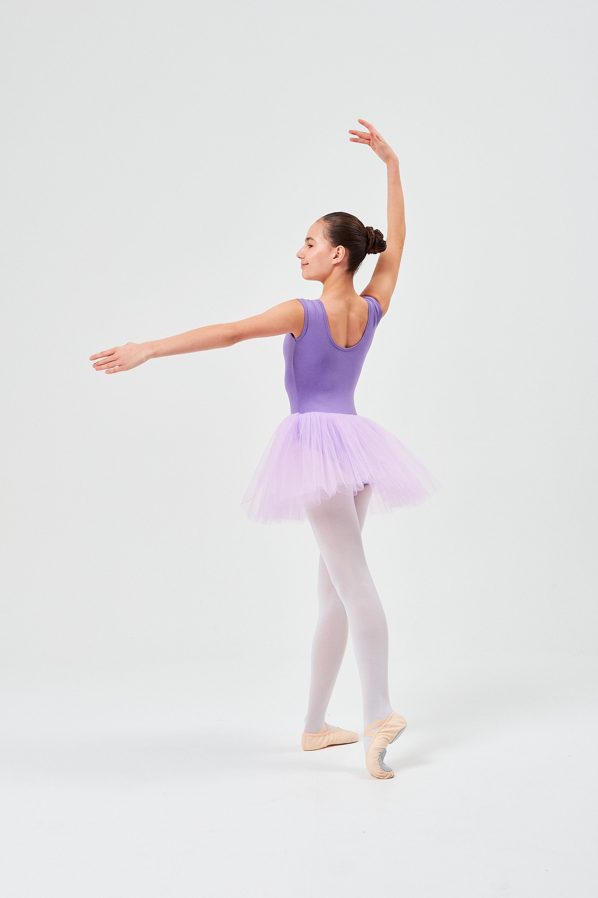 aus mit langem Tüllrock, Tutu tanzmuster Ballettkleid Spitzeneinsatz Ballett weicher Baumwolle Tüllkleid mit Mädchen für lavendel