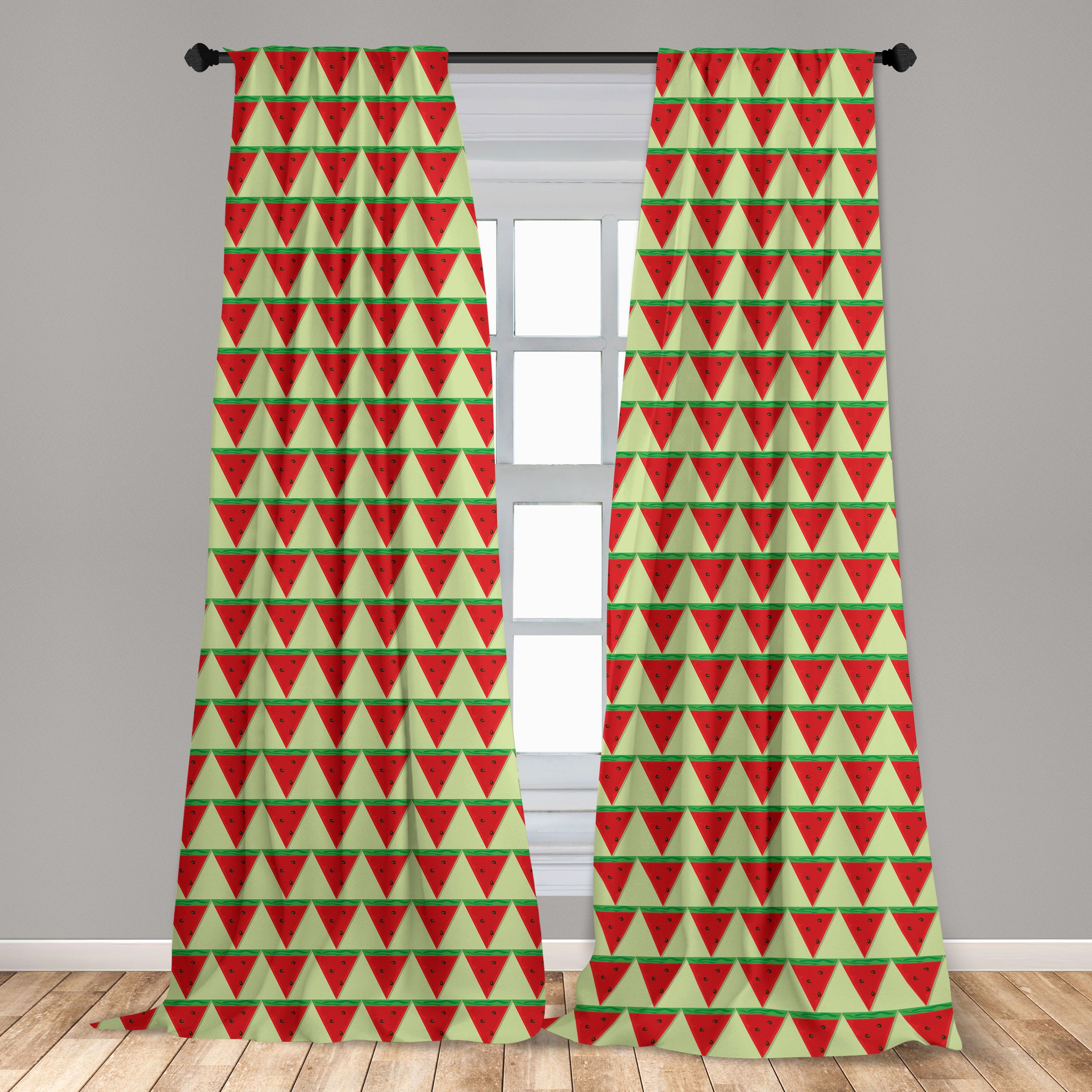 Gardine Vorhang für Wohnzimmer Triangle Dekor, Melone Microfaser, Schlafzimmer Abakuhaus, Wassermelone-Scheiben