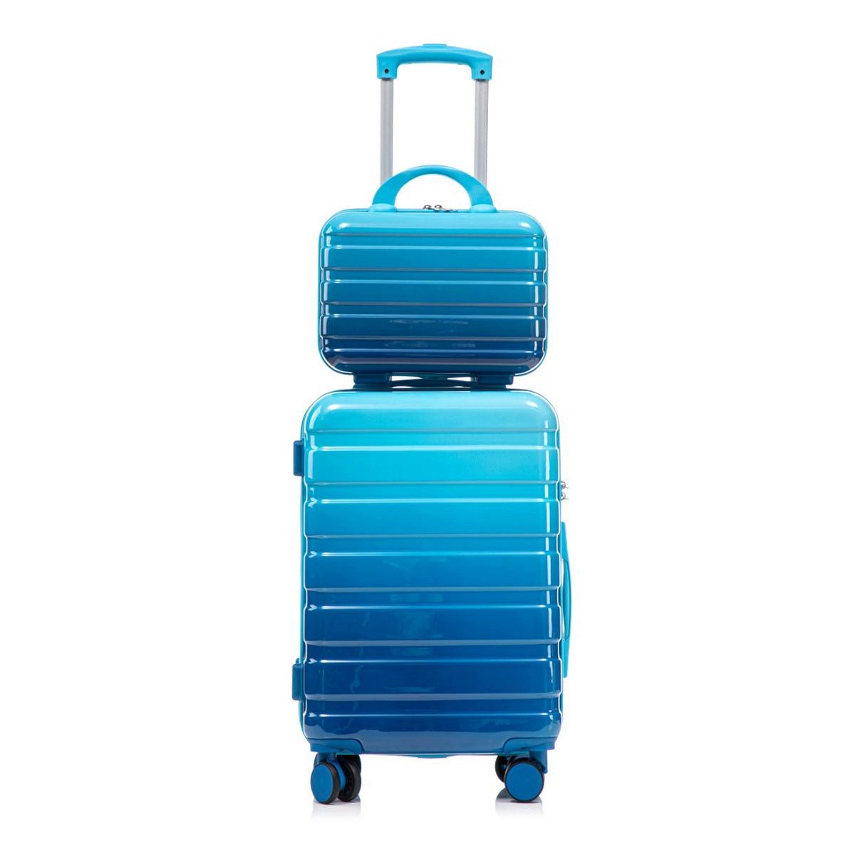 SIKAINI Kofferset 2-teiliges Kofferset aus Polycarbonat in blau, 4 Rollen, (Set, 2 tlg., Hartschalen-Trolley Set)