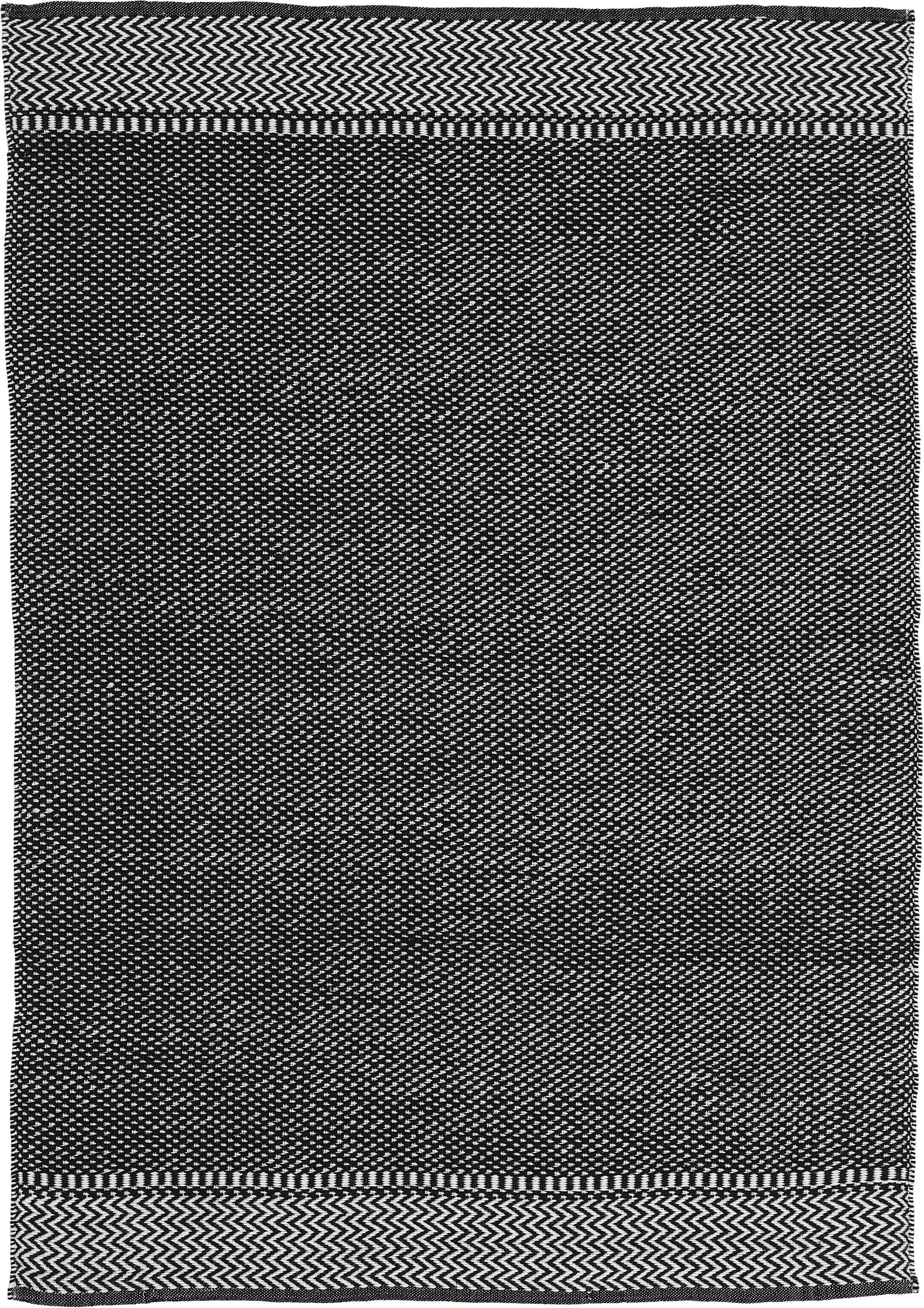 rechteckig, Flachgewebe, recyceltem Wendeteppich, Optik Sisal Material mm, 7 Frida (PET), schwarz Höhe: Teppich 100% carpetfine, 205,