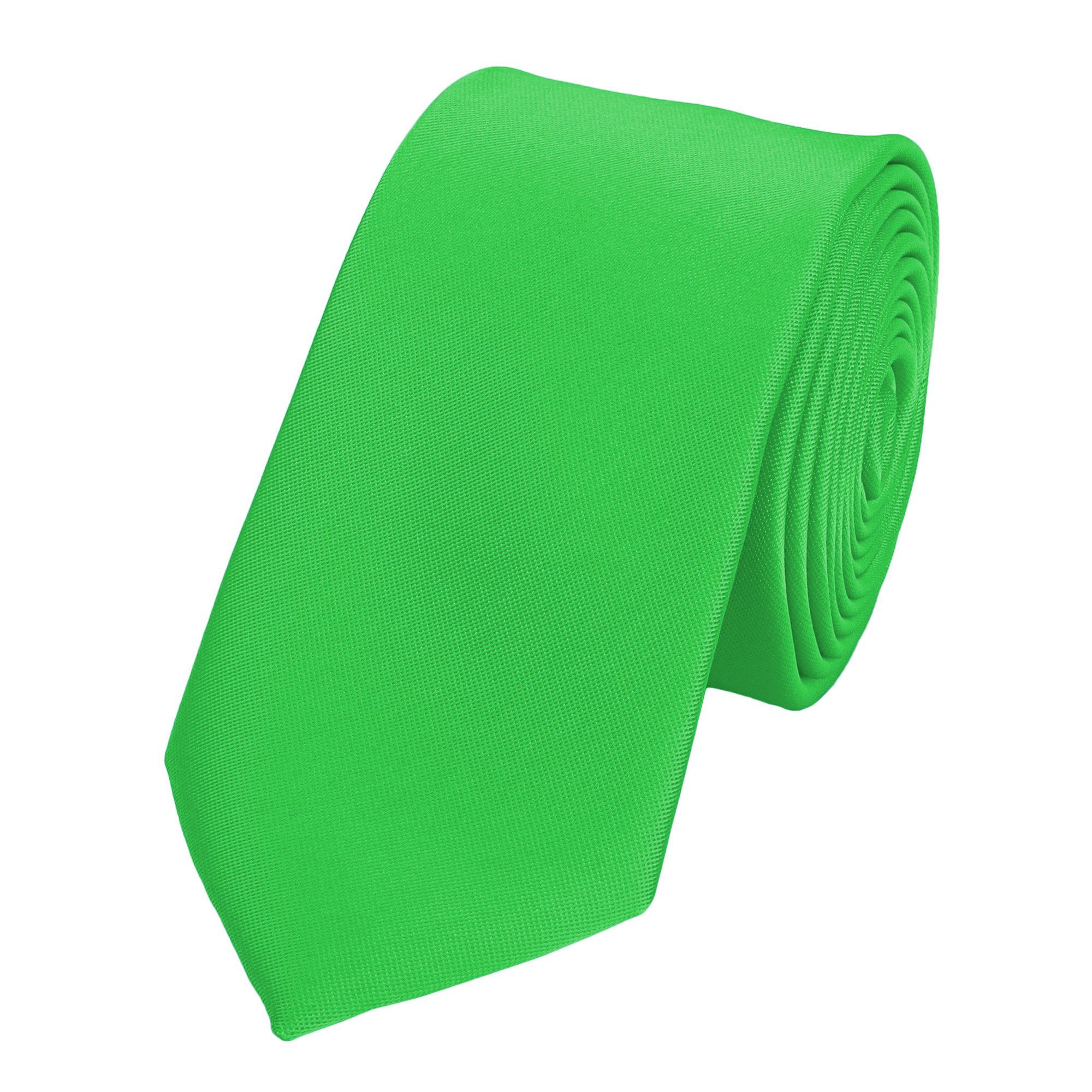 Fabio Farini Krawatte Herren Krawatte Grün - verschiedene Grüne Männer Schlips in 6cm (ohne Box, 1-St., Unifarben) Schmal (6cm), Hellgrün - Emerald